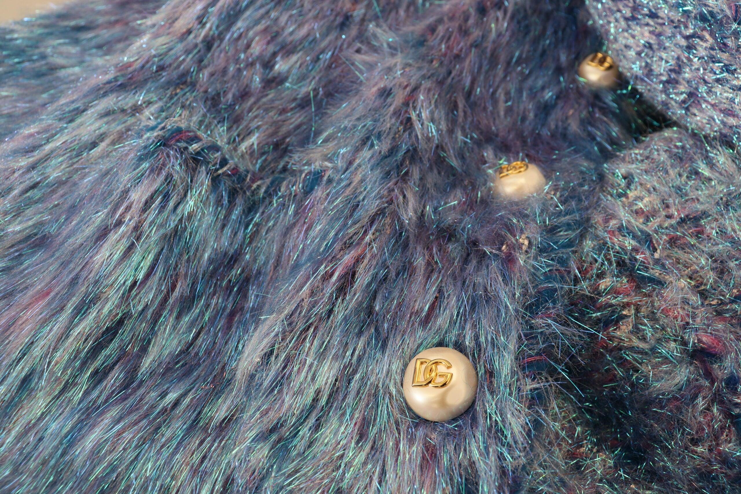 Dolce & Gabbana Multicolor Polyester Fringes Coat Jacket - Image 8