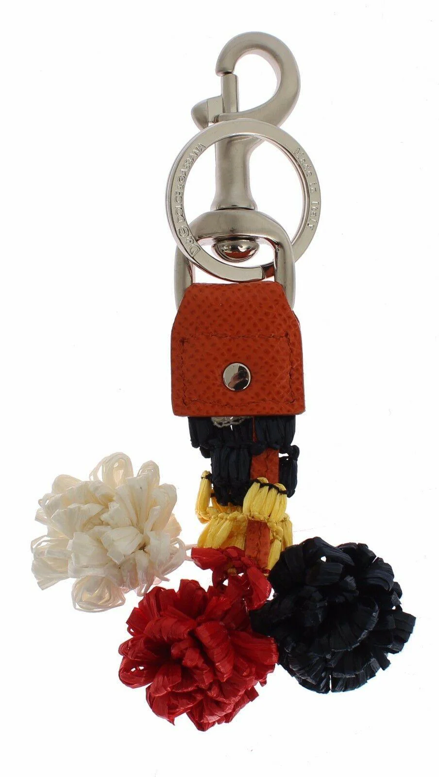 Dolce & Gabbana Multicolor Raffia Leather Clasp Finder Chain Keyring - Image 2
