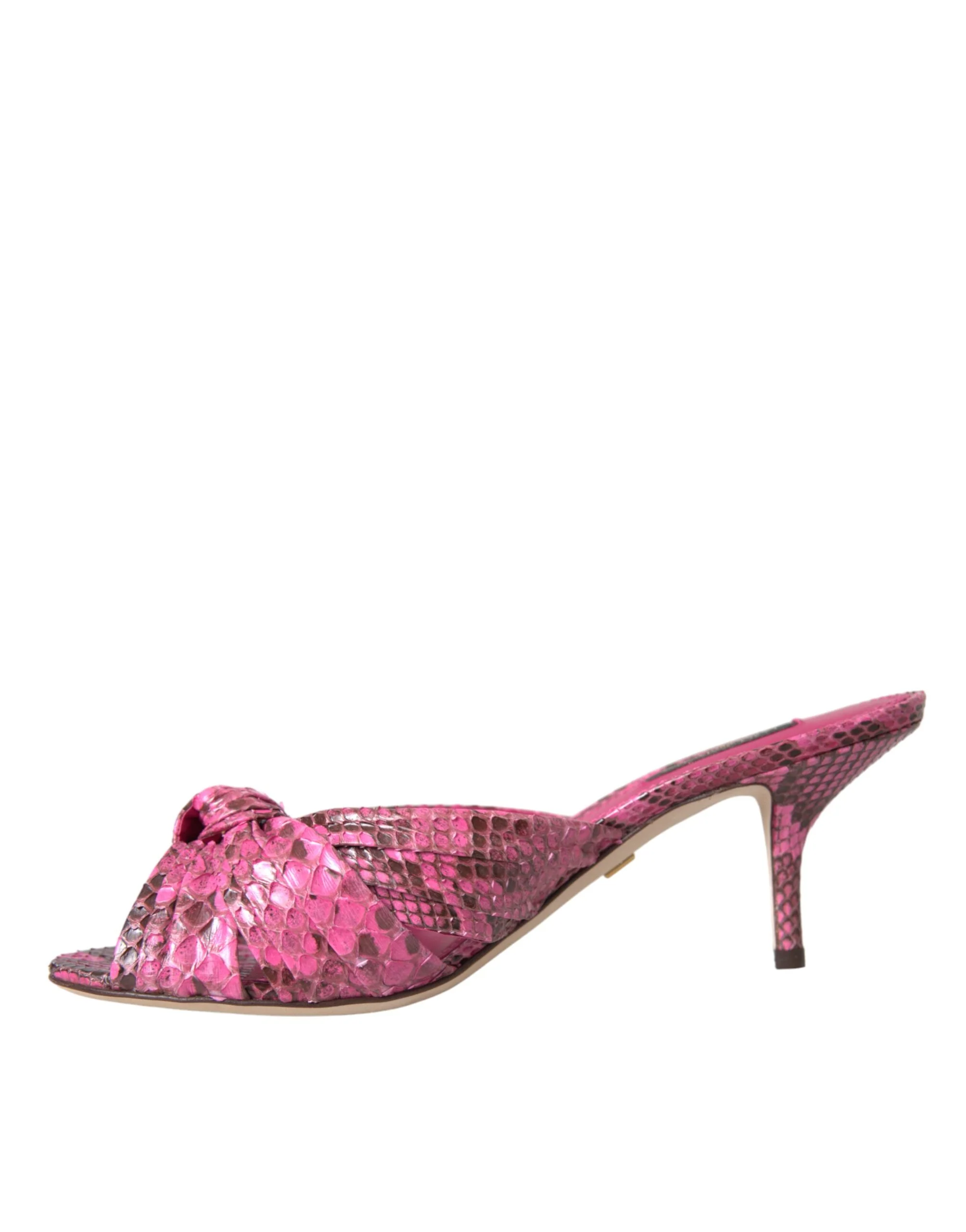 Dolce & Gabbana Pink Exotic Leather Kitten Heels Slides Shoes - Image 5