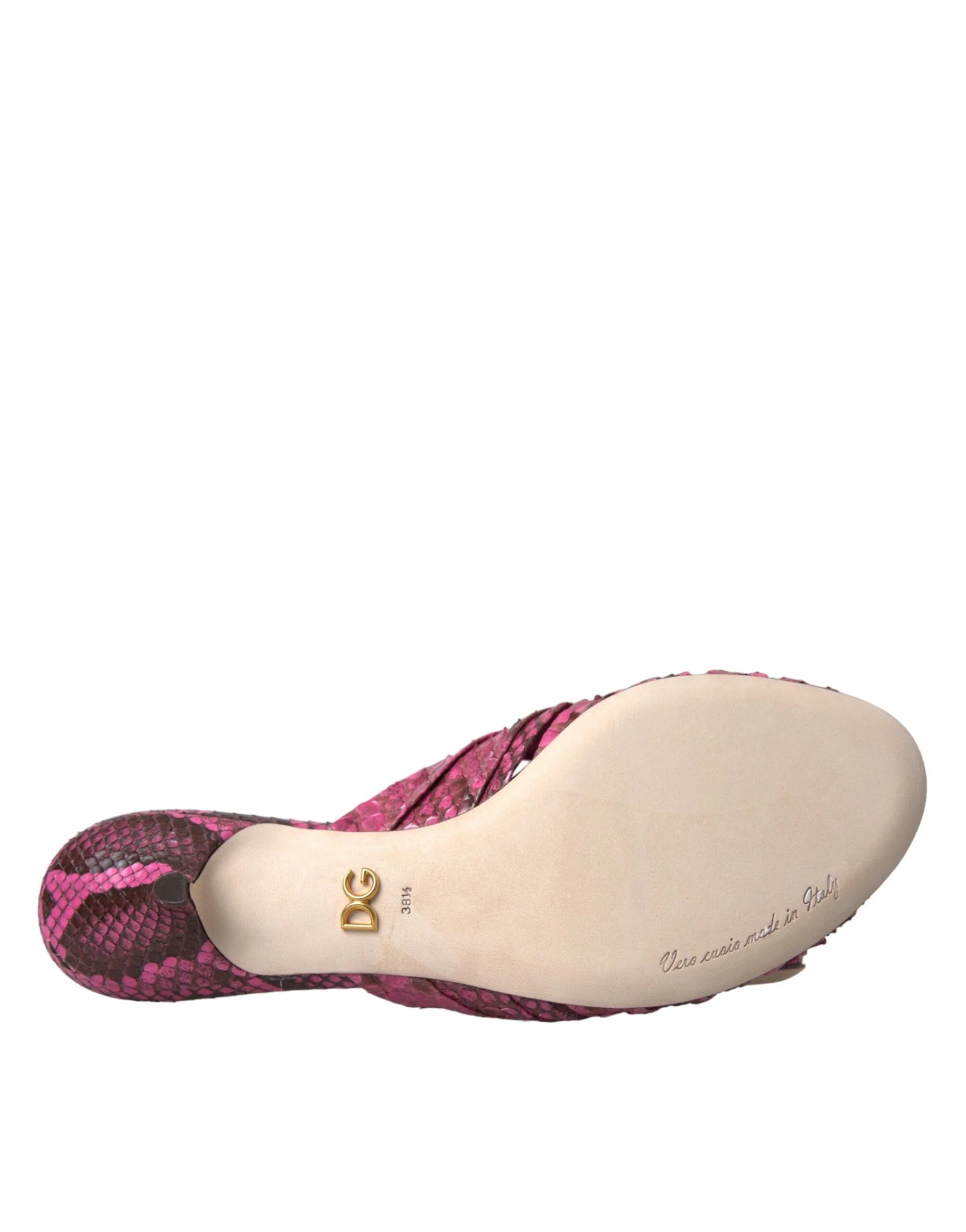 Dolce & Gabbana Pink Exotic Leather Kitten Heels Slides Shoes - Image 6