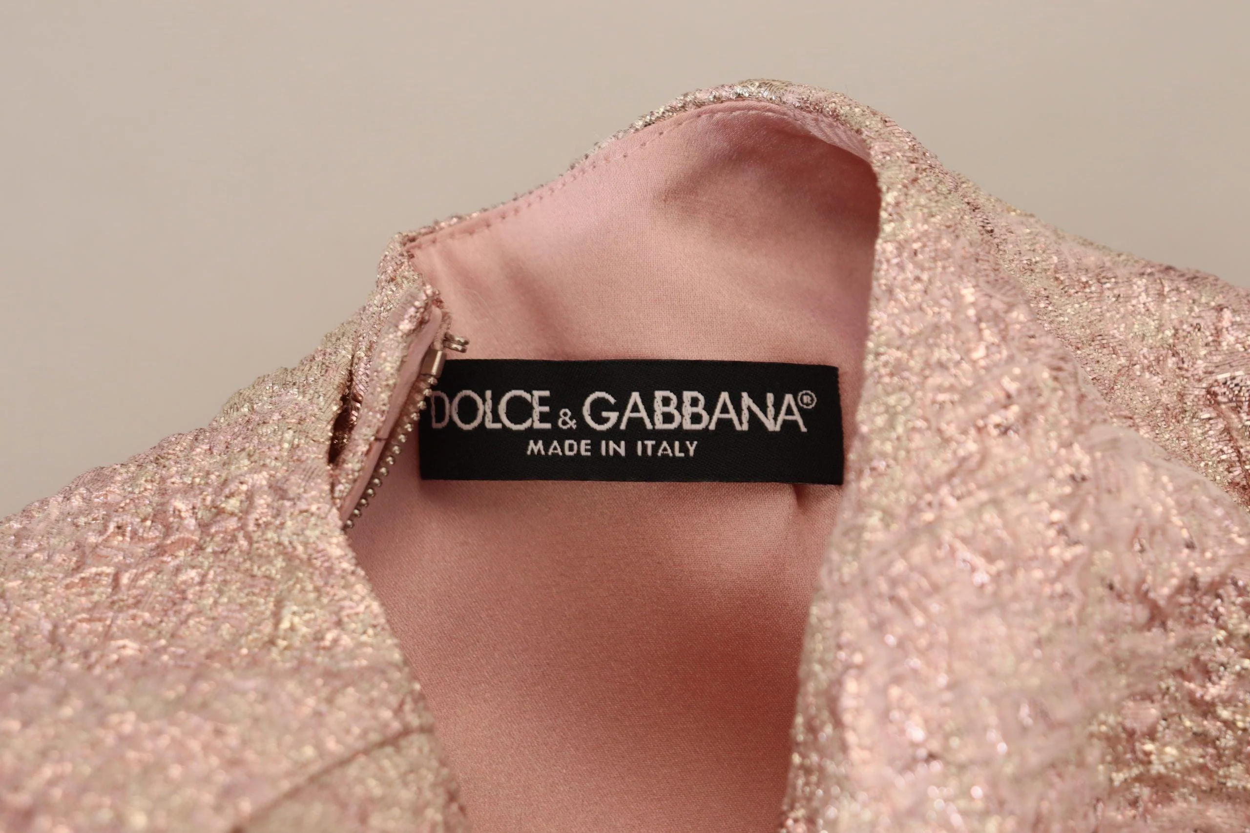 Dolce & Gabbana Pink Jaquard 3/4 Sleeve Sheath Midi Dress - Image 6