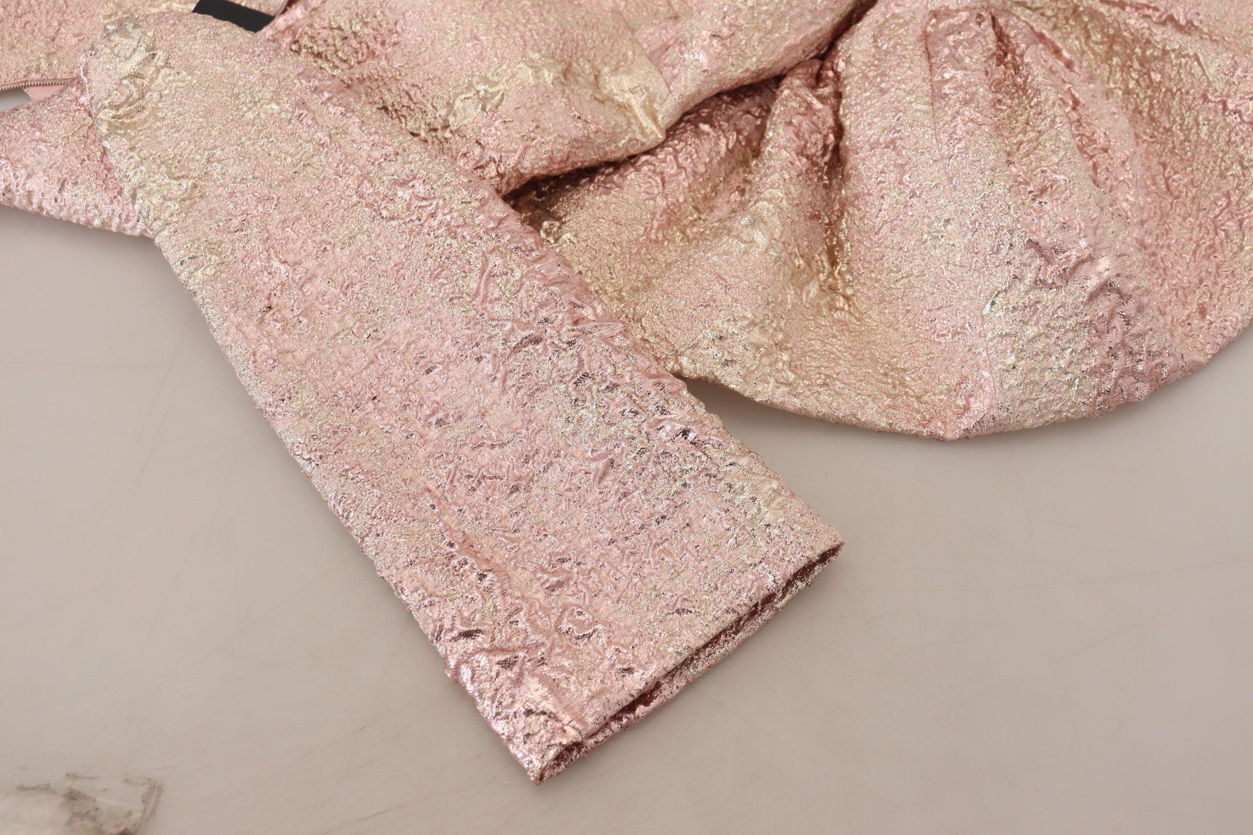Dolce & Gabbana Pink Jaquard 3/4 Sleeve Sheath Midi Dress - Image 7