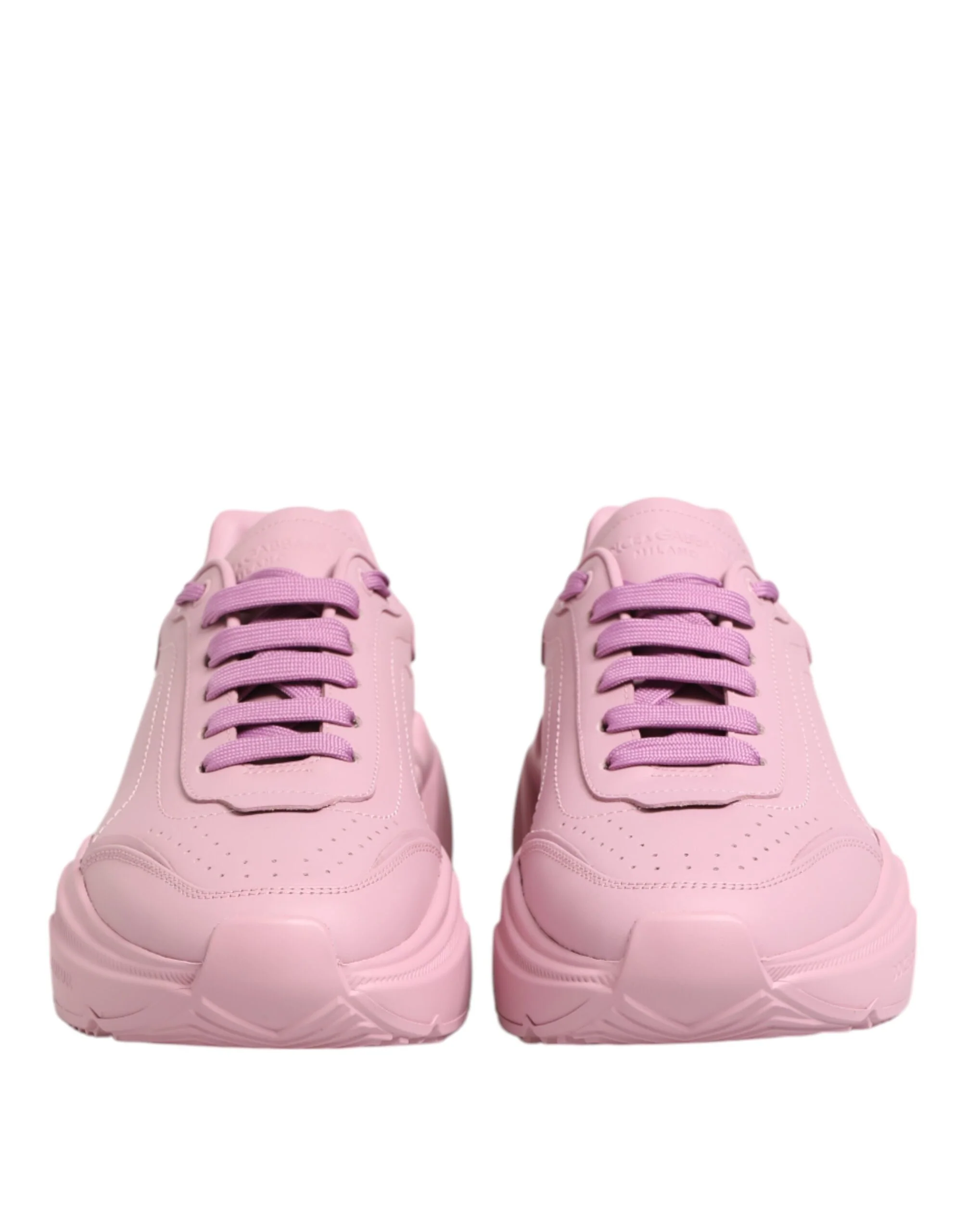 Dolce & Gabbana Pink Leather Low Top Sneakers - Image 3