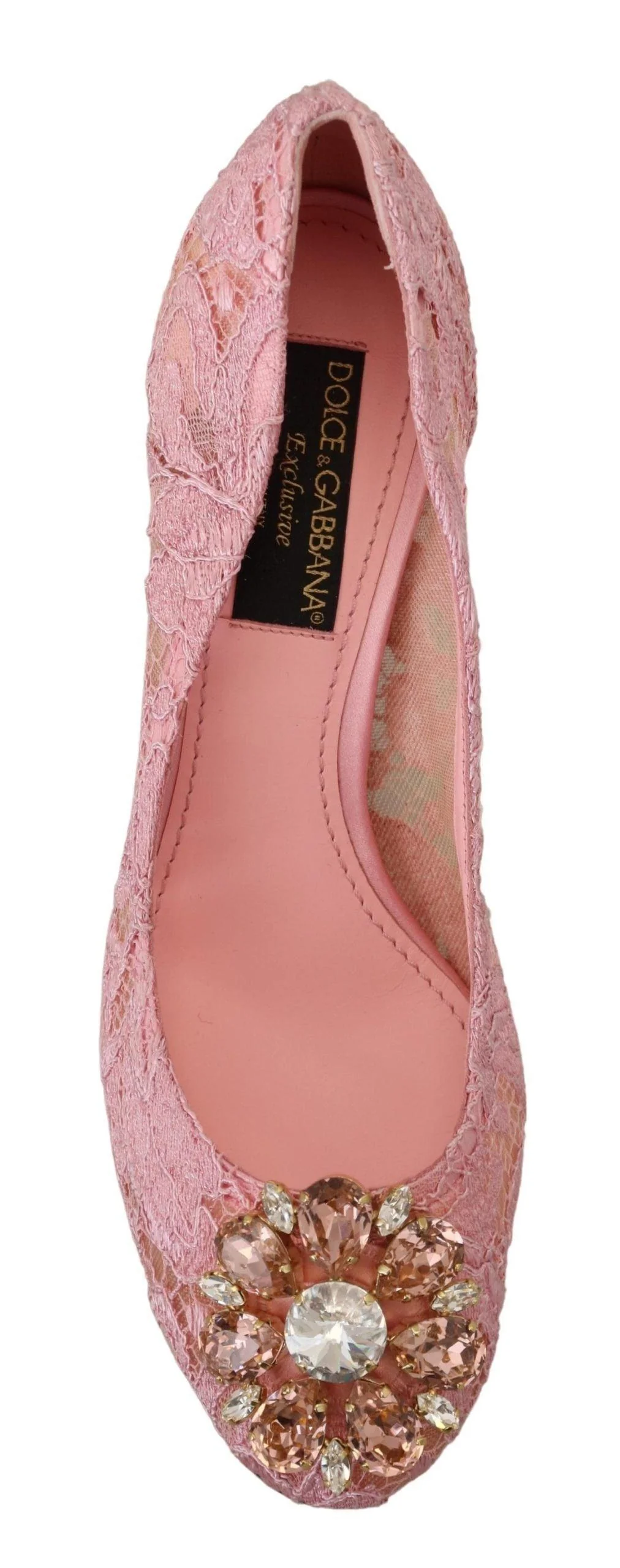 Dolce & Gabbana Pink Taormina Lace Crystal Pumps Pastel Shoes - Image 6