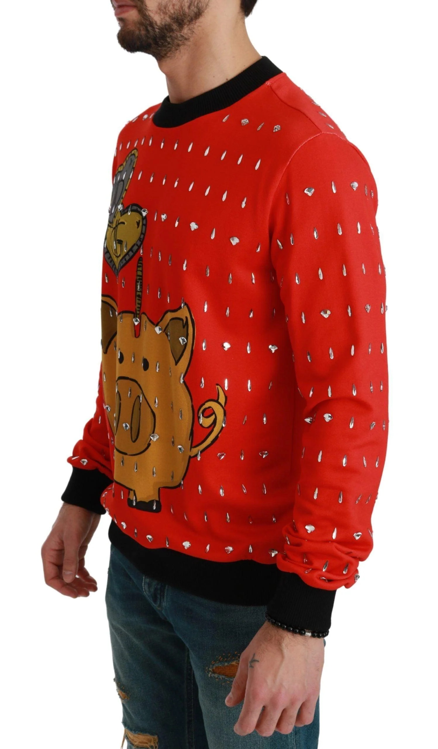 Dolce & Gabbana Red Crystal Pig of the Year Sweater - Image 3