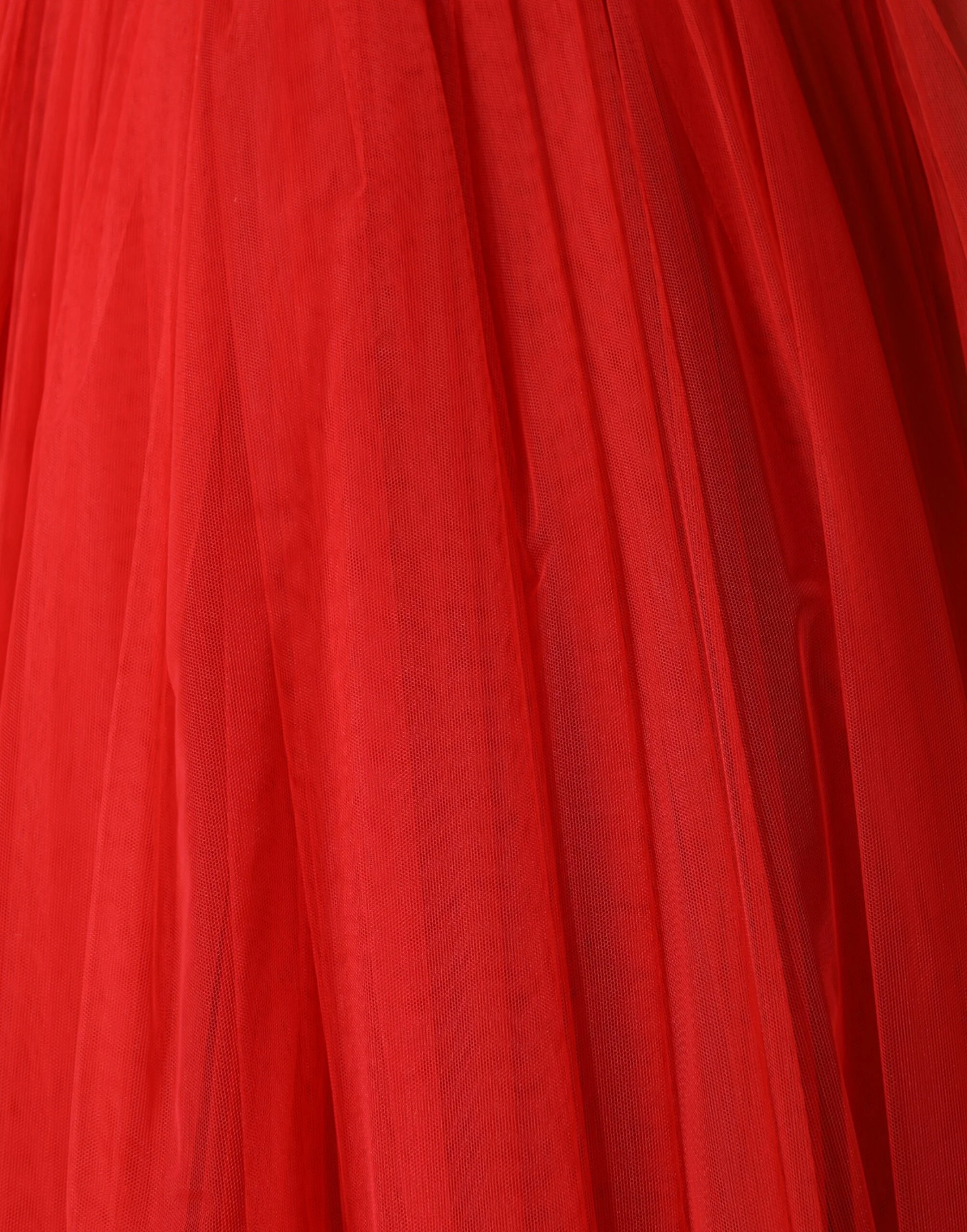 Dolce & Gabbana Red Off-Shoulder A-Line Tulle Dress - Image 6