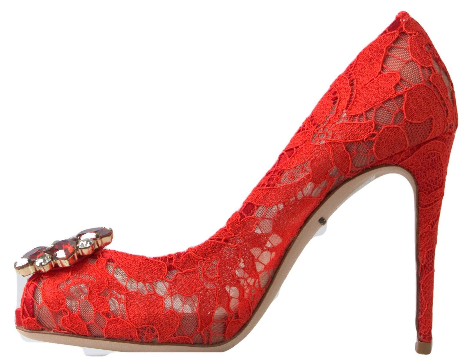 Dolce & Gabbana Taormina Lace Crystal Pumps - Image 3