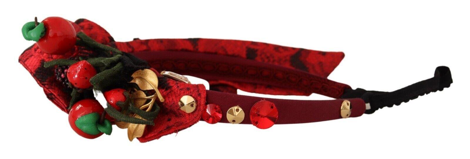 Dolce & Gabbana Red Tiara Berry Fruit Crystal Bow Hair Diadem Headband - Image 5