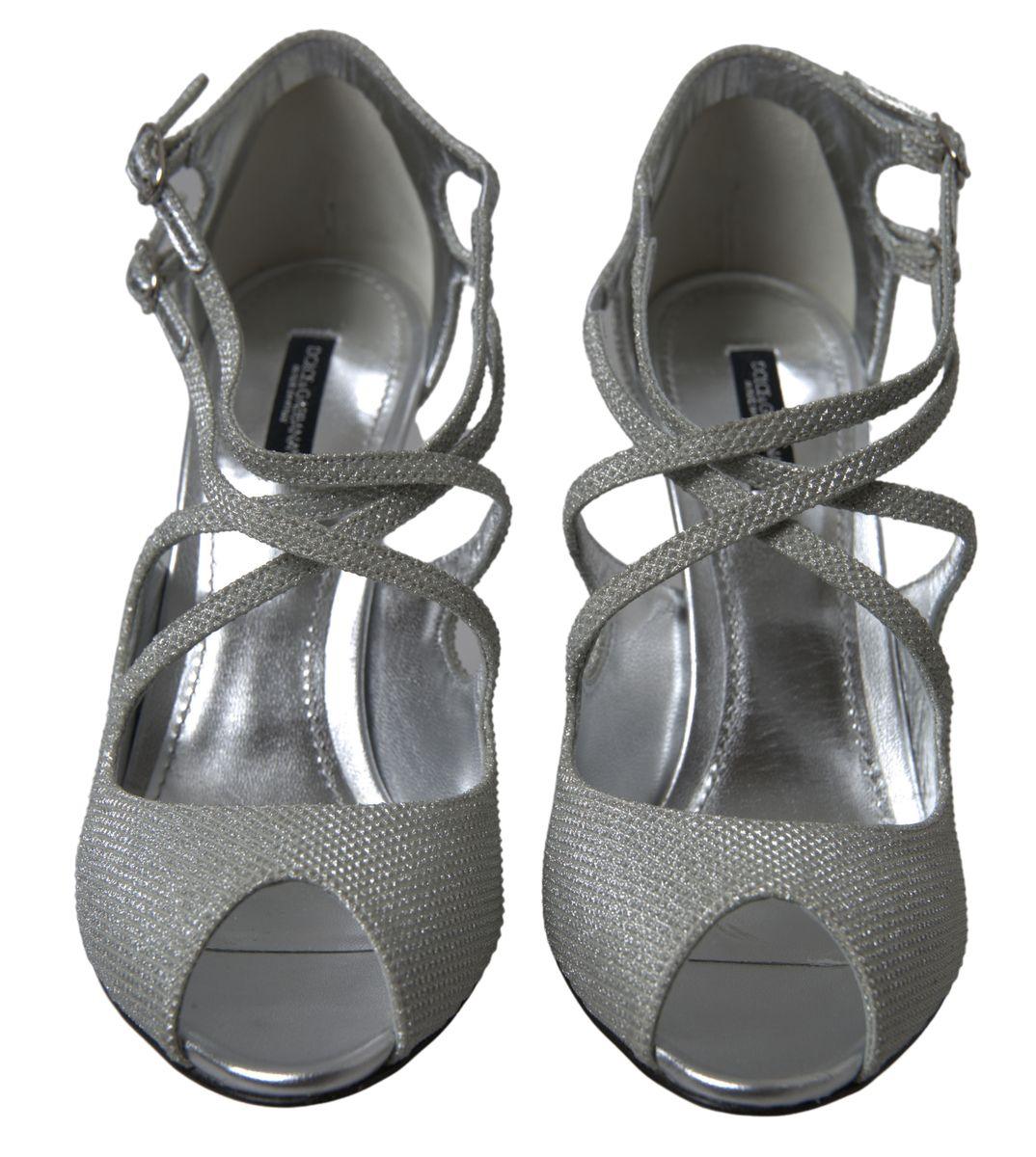 Dolce & Gabbana Silver Shimmers Sandals Heel Pumps Shoes - Image 4