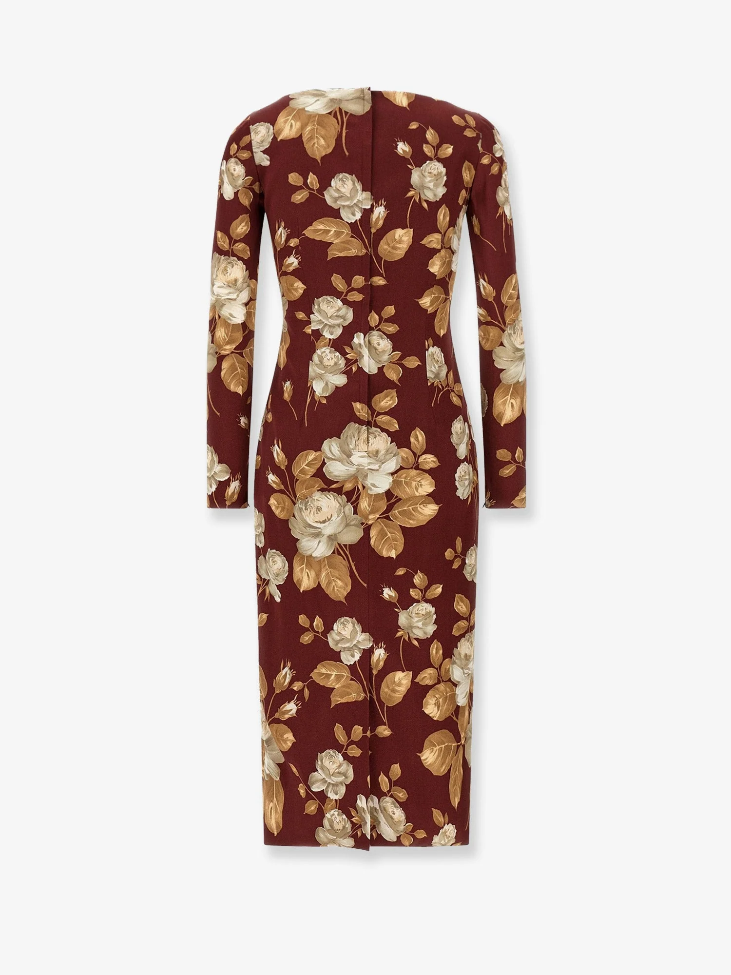 Dolce & Gabbana Vintage Rose Print Satin Midi Pencil Dress - Image 4