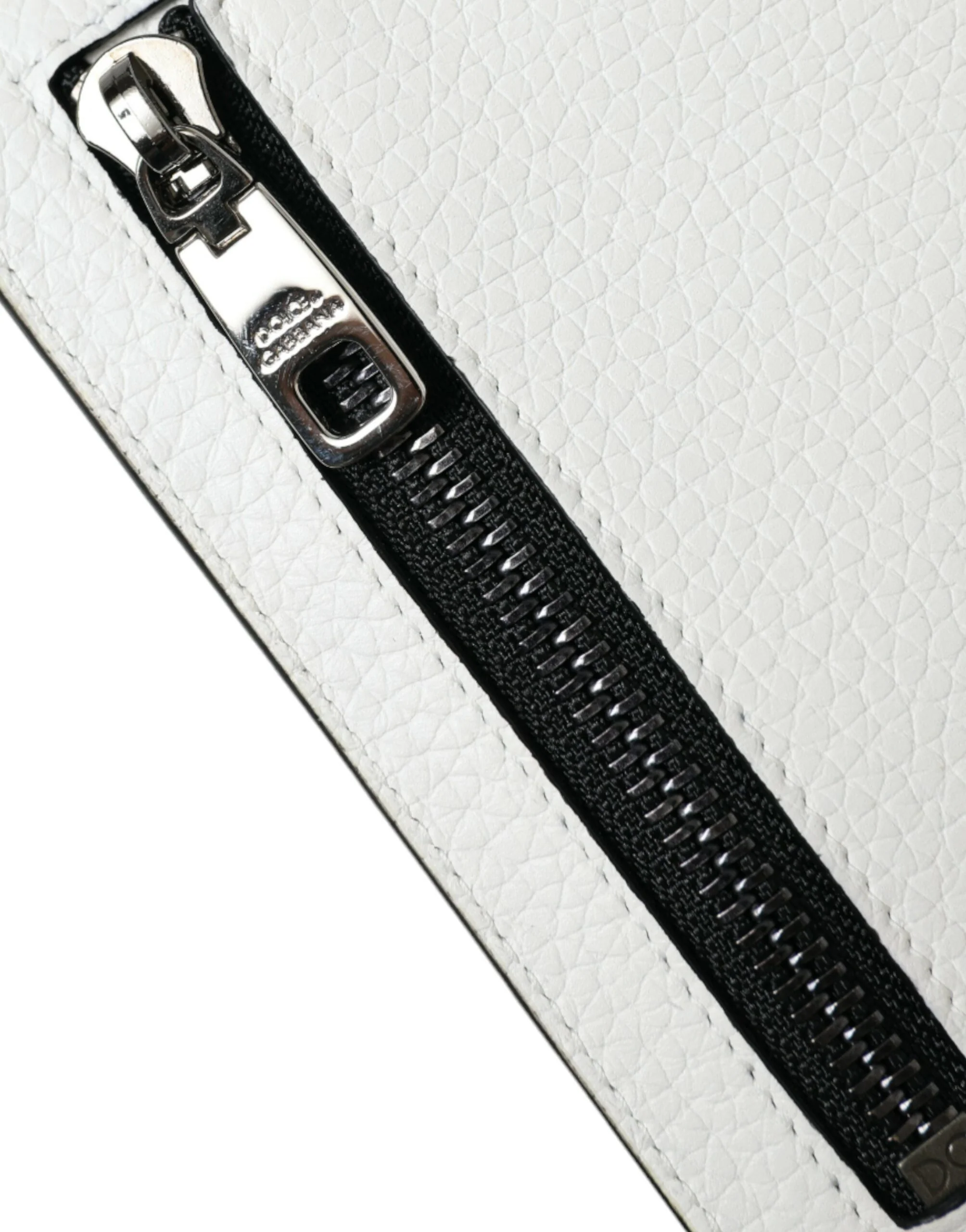 Dolce & Gabbana White Calf Leather Lanyard Logo Card Holder Wallet - Image 3