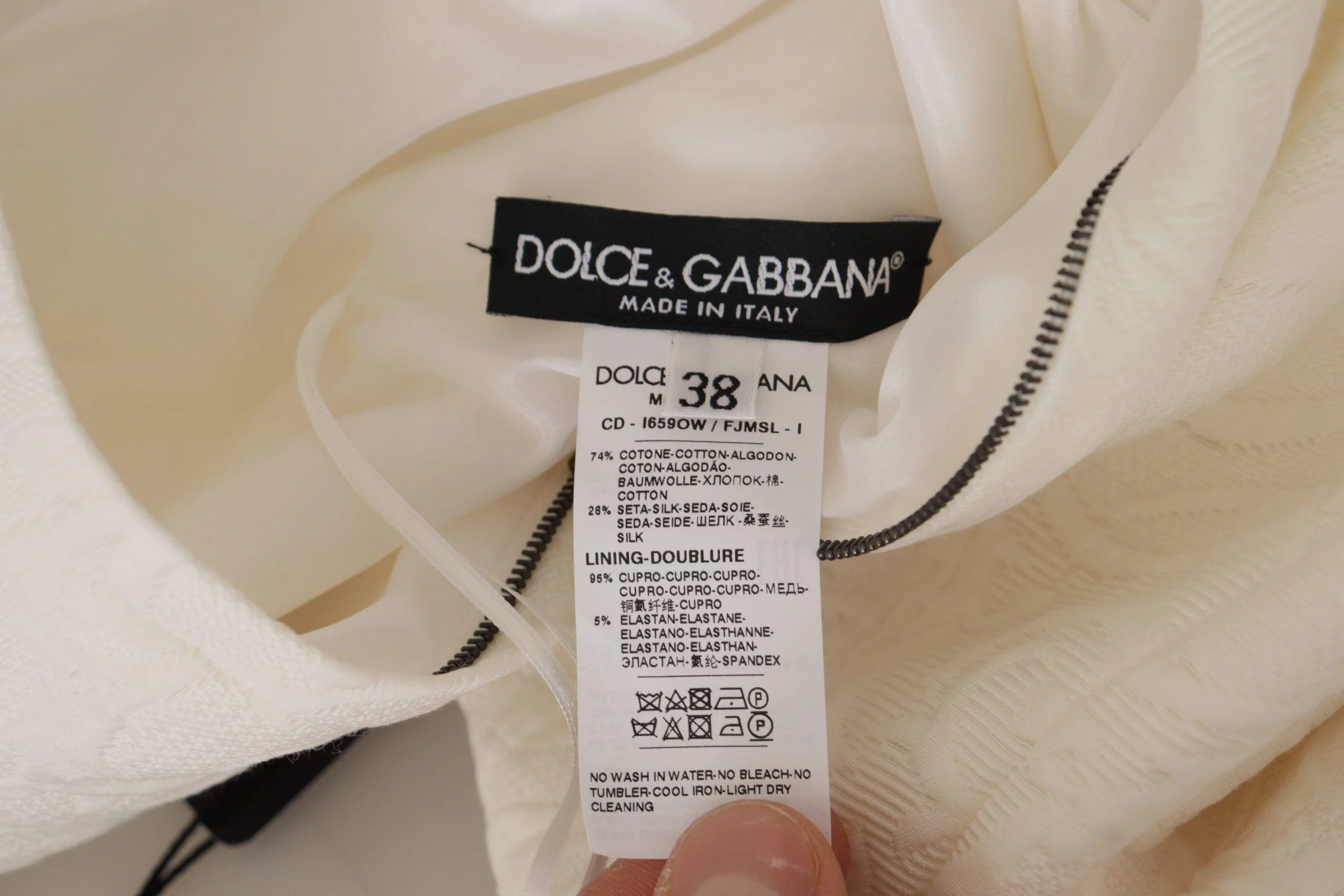 Dolce & Gabbana White Jaquard Midi Floral Sheath Brocade Dress - Image 7