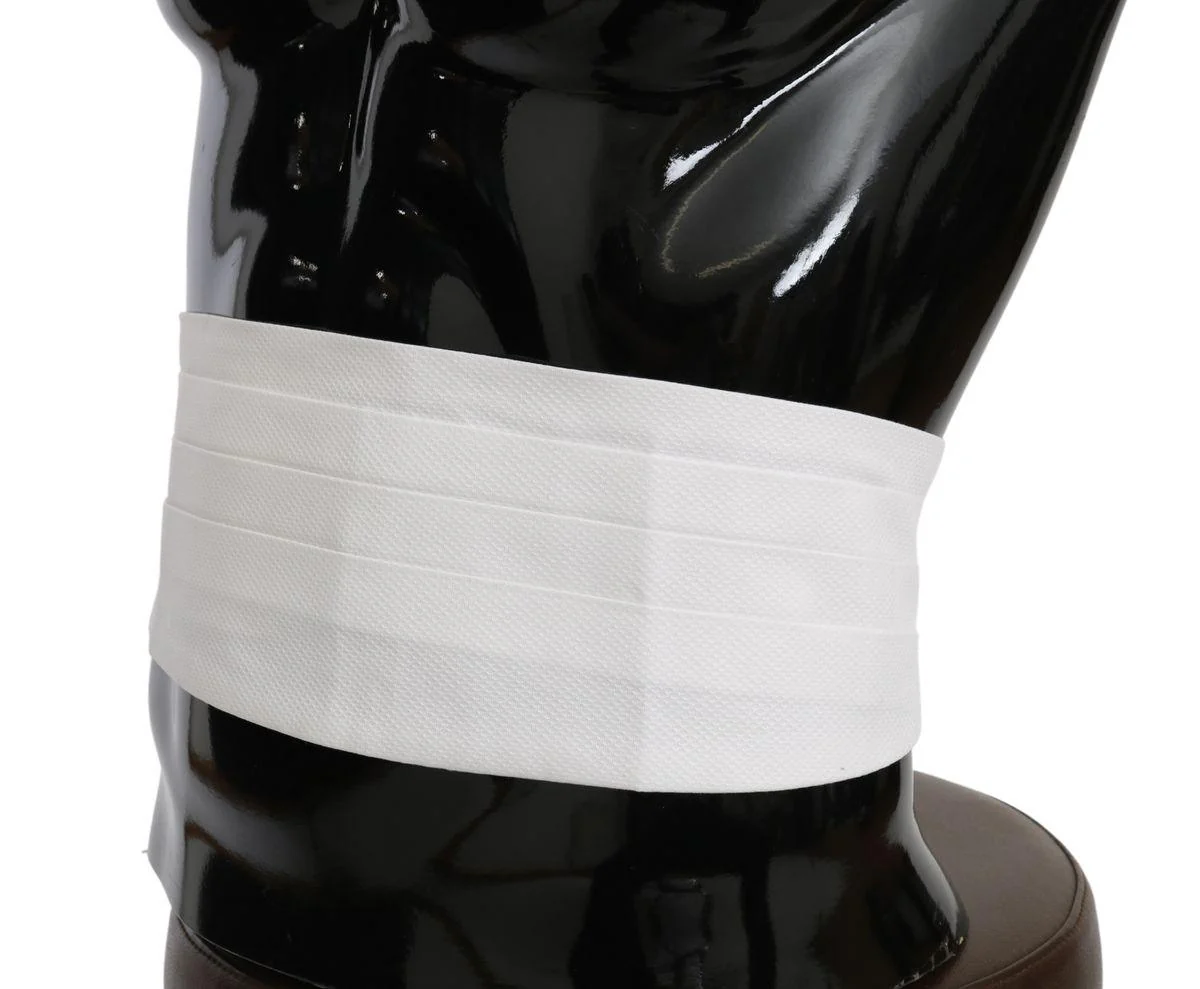 Dolce & Gabbana White Men Waist Belt Cotton Cummerbund - Image 5