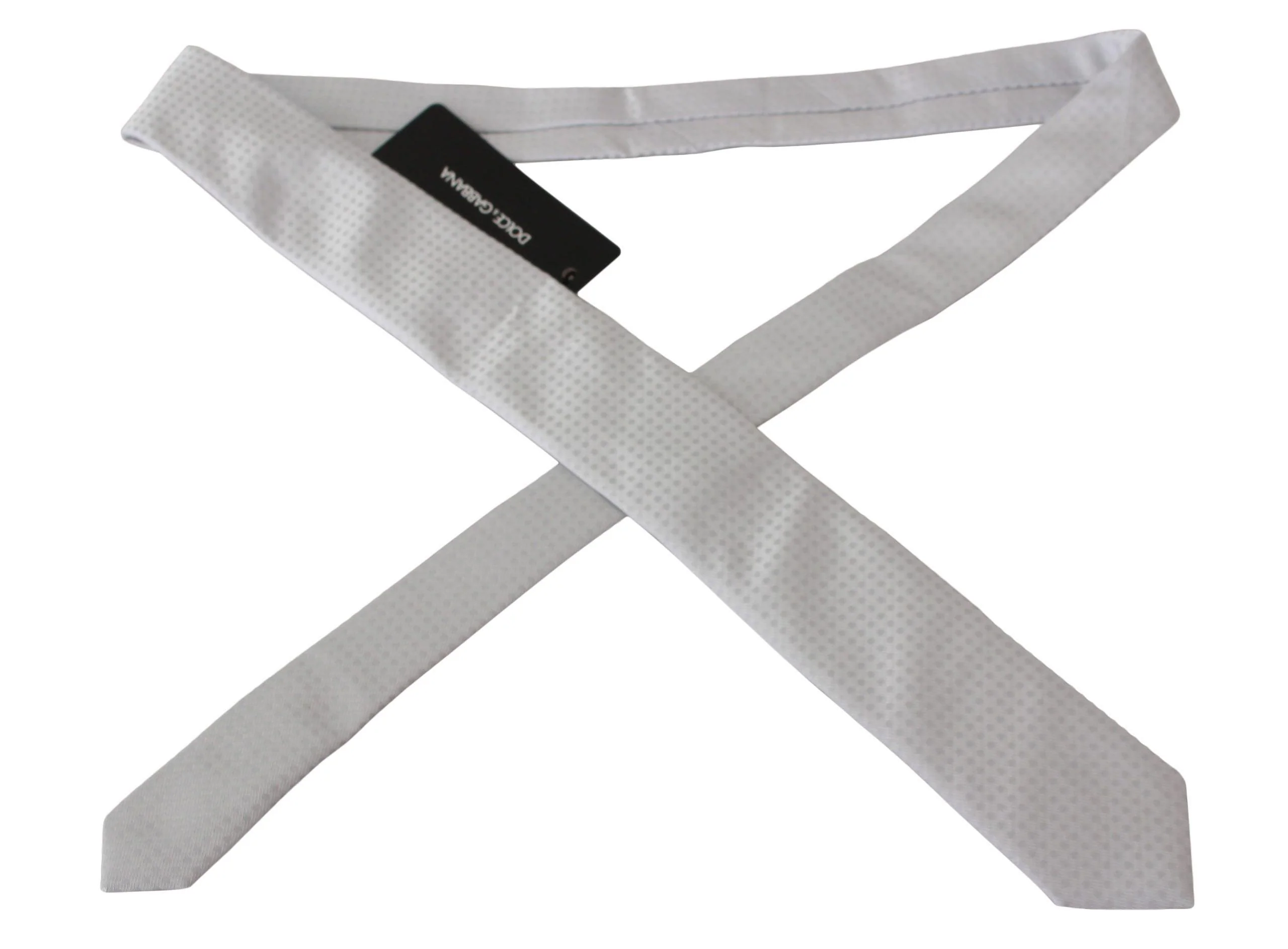 Dolce & Gabbana White Patterned Classic Mens Slim Necktie Tie - Image 3
