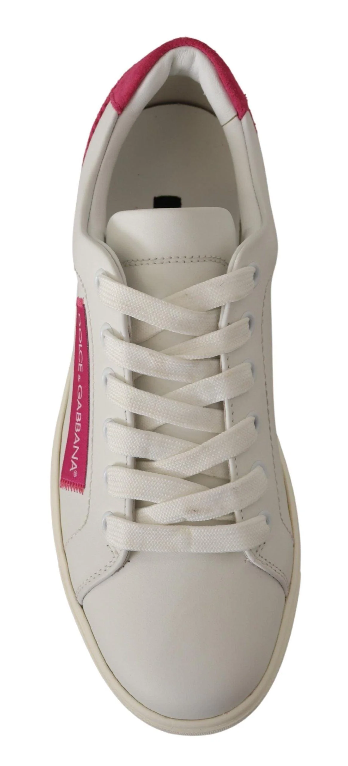 Dolce & Gabbana White Pink Leather Low Top Sneakers Womens Shoes - Image 6