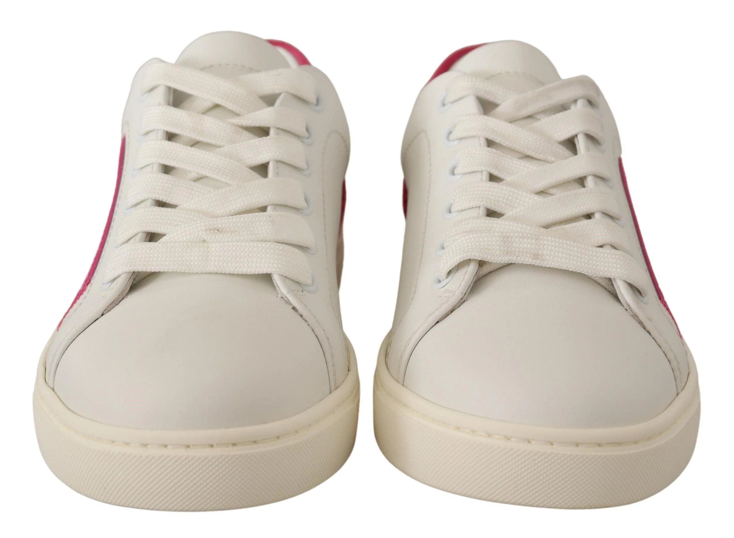 Dolce & Gabbana White Pink Leather Low Top Sneakers Womens Shoes - Image 7