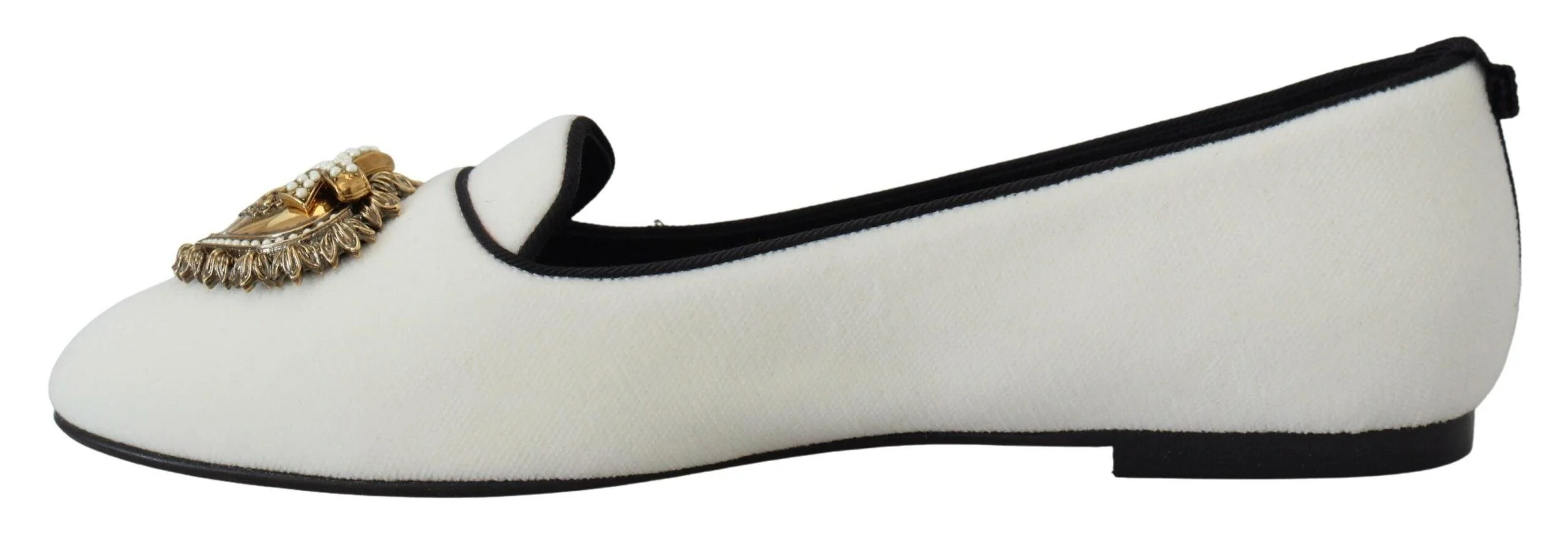 Dolce & Gabbana White Velvet Slip Ons Loafers Flats Shoes - Image 6