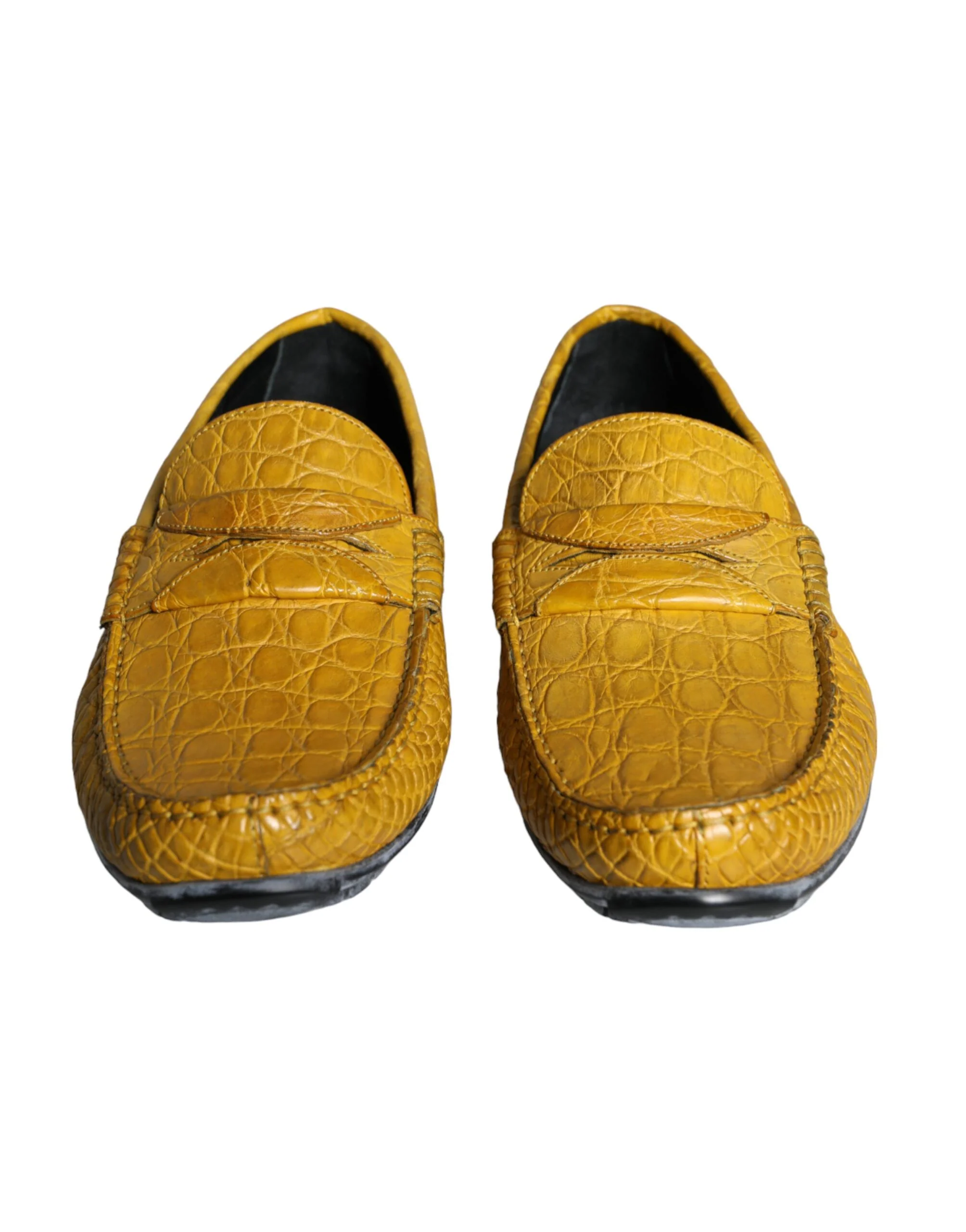 Dolce & Gabbana Yellow Leather Slip Mocassin Loafers Shoes - Image 2
