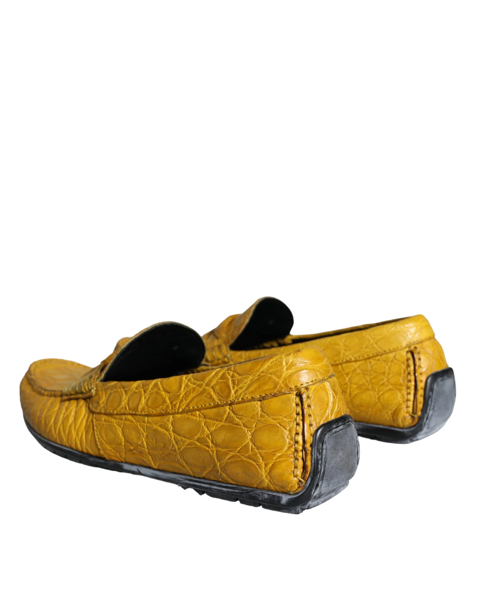 Dolce & Gabbana Yellow Leather Slip Mocassin Loafers Shoes - Image 4