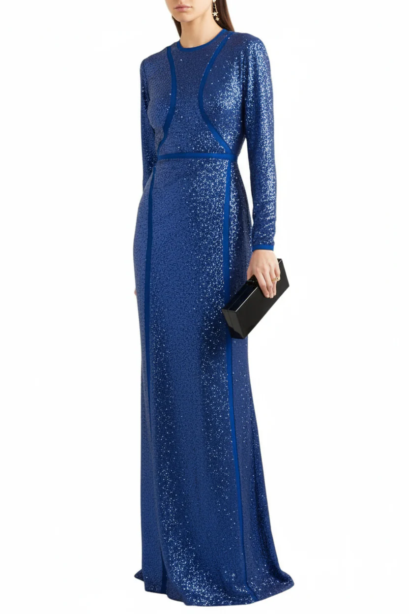 Elie Saab Sequined Tulle Gown in Blue - Image 3