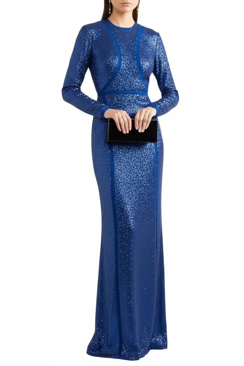 Elie Saab Sequined Tulle Gown in Blue - Image 4