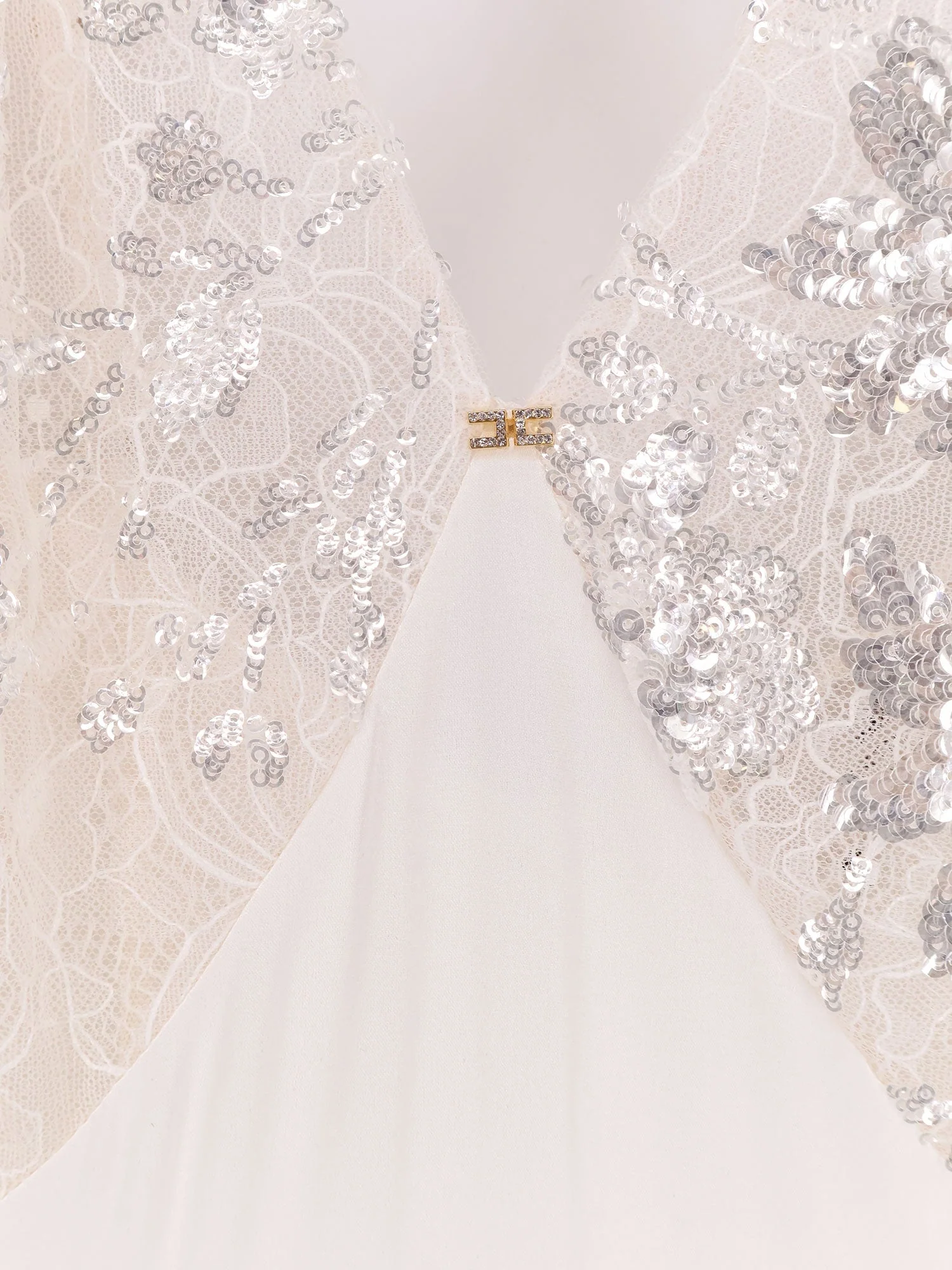 Elisabetta Franchi Red Carpet Dress In Silk Georgette Fabric And Embroidered Lace - Image 6