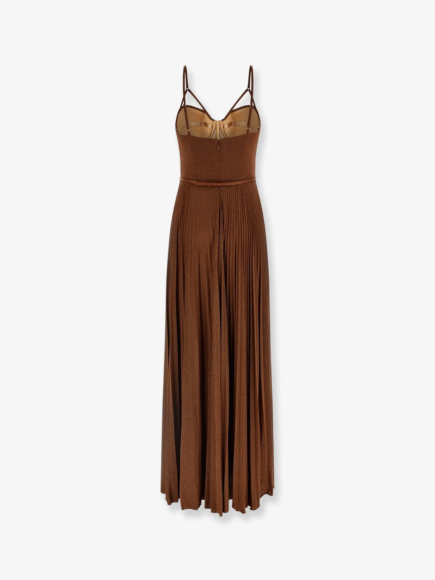 Elisabetta Franchi Red Carpet Laminated Long Dress With Belt - Image 2