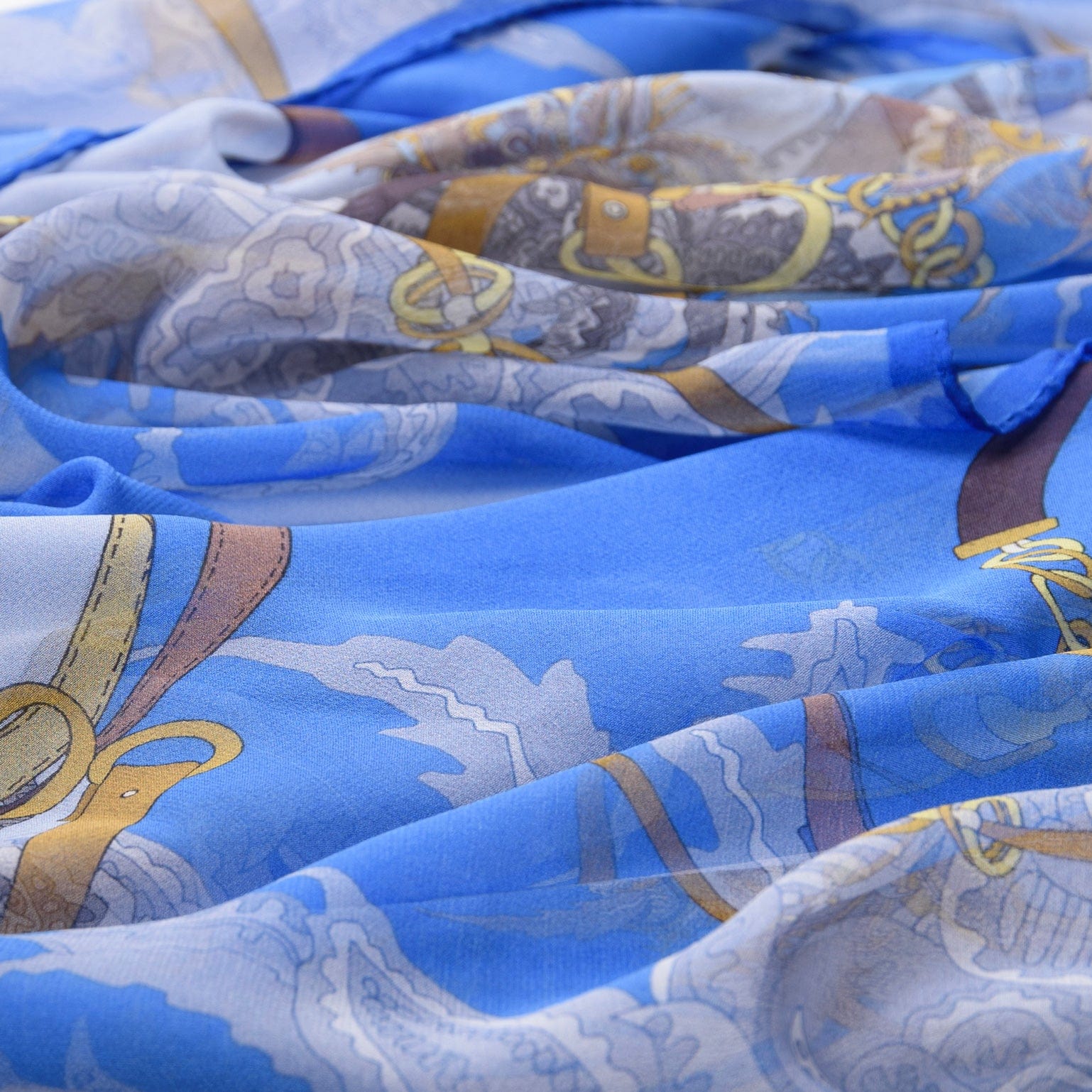 Elizabetta Alessandra Long Sheer Silk Scarf In Blue - Image 3