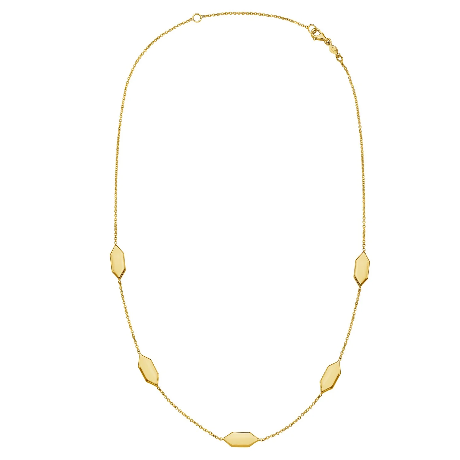 Elongated Hexagon Necklace in 14K Yellow Gold - Image 2