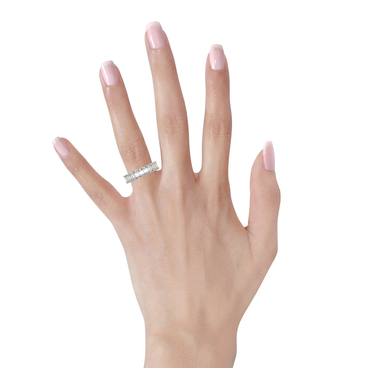 Emerald Cut Lab Grown Diamond Eternity Ring in 14k White Gold (2 cttw FG/VS2) - Image 5