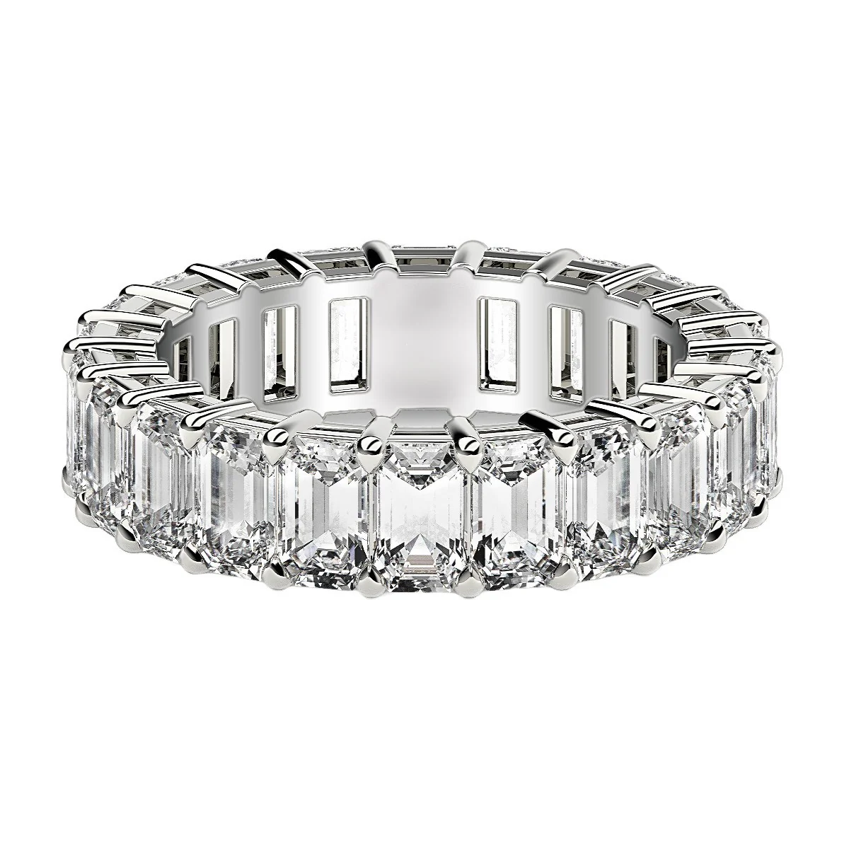 Emerald Cut Lab Grown Diamond Eternity Ring in 14k White Gold (6 cttw FG/VS2) - Image 2