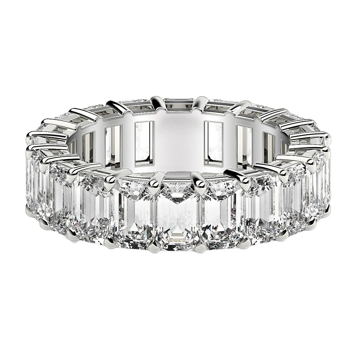Emerald Cut Lab Grown Diamond Eternity Ring in 14k White Gold (7 cttw FG/VS2) - Image 2