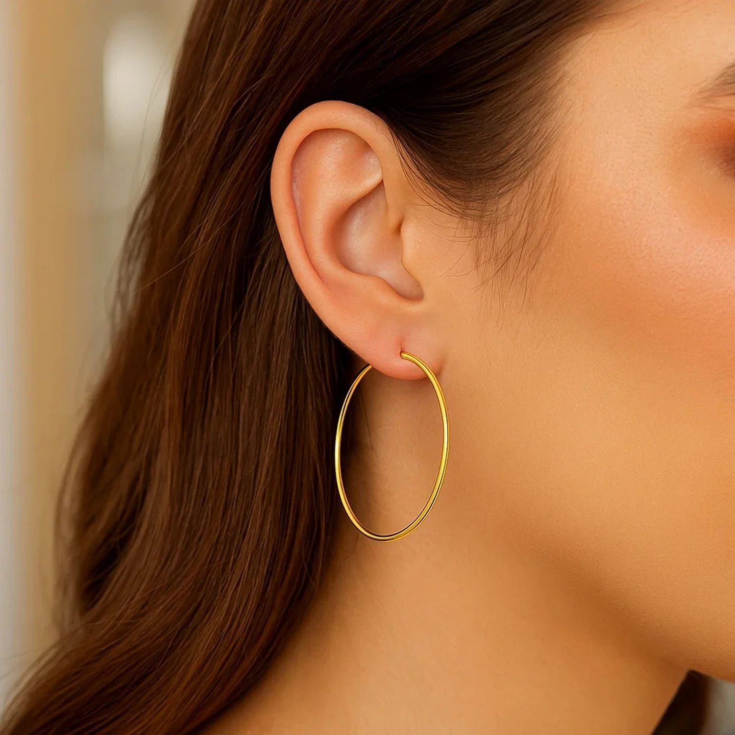 Endless Hoop Style Earrings in 14K Yellow Gold(1.2x35mm) - Image 5