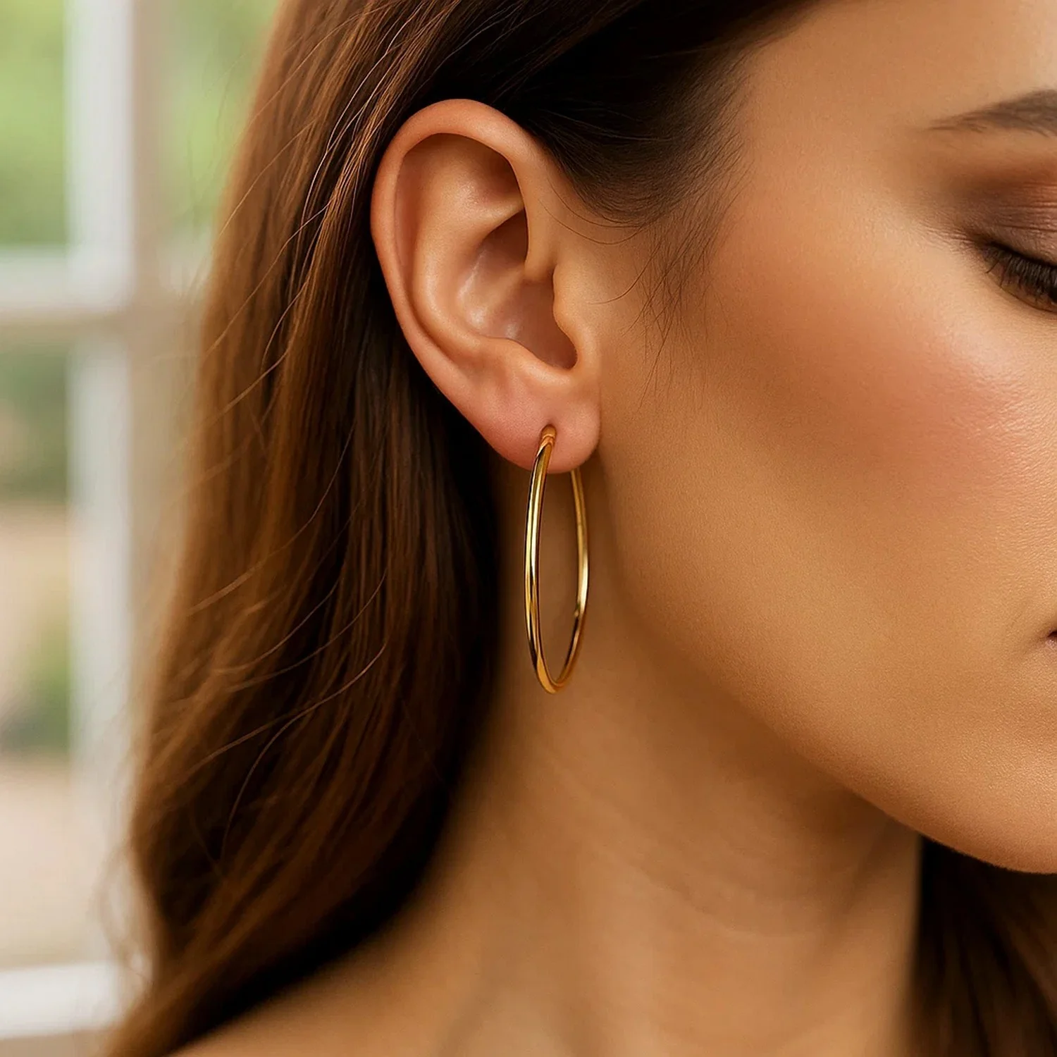 Endless Hoop Style Earrings in 14K Yellow Gold(1.2x35mm) - Image 6