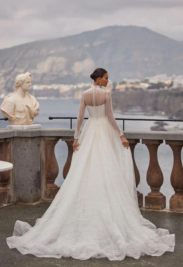 Eriossa Lace A-Line Wedding Gown with High Neck - Image 2