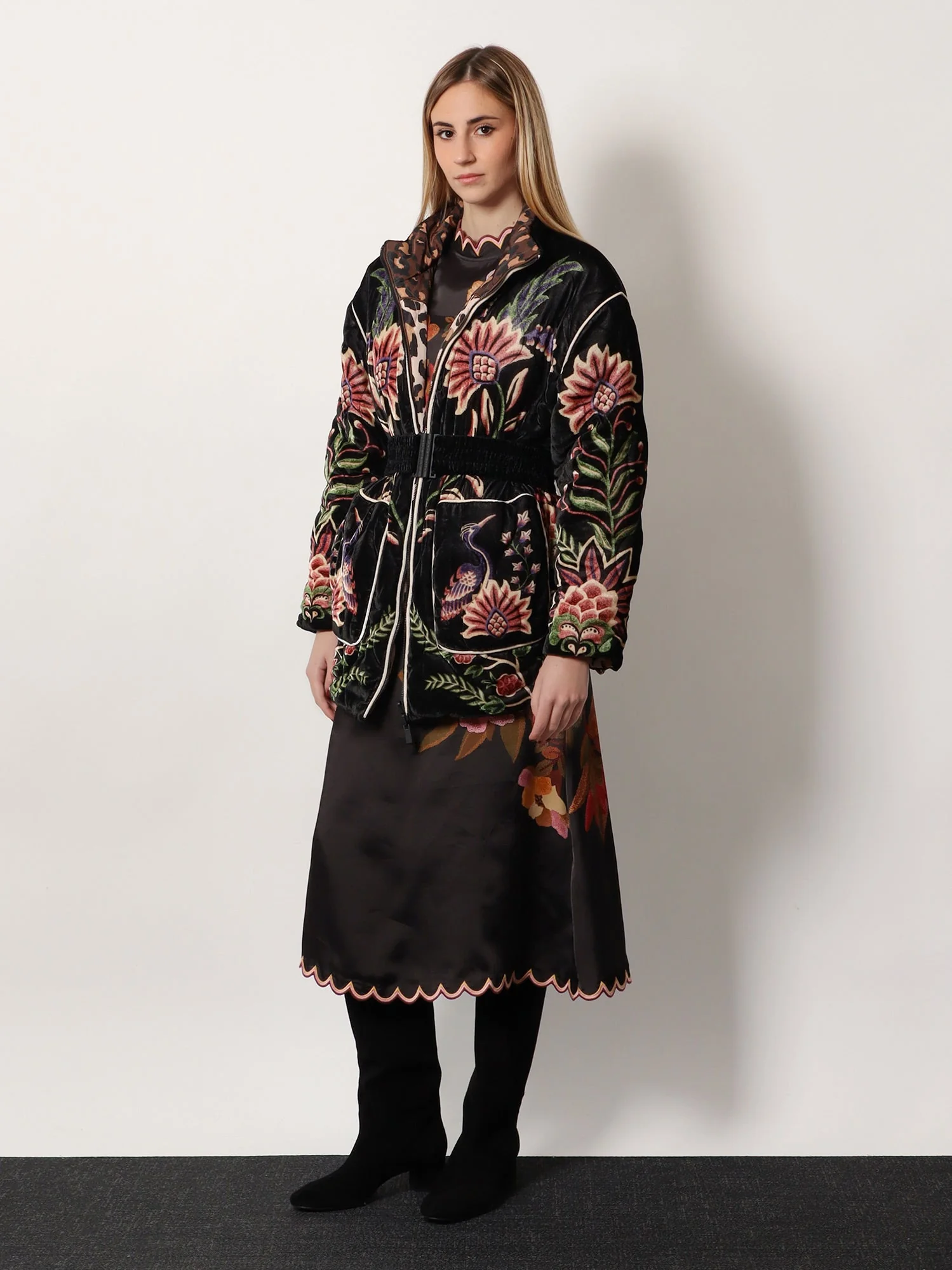 Farm Rio Marvelous Garden Nylon And Velvet Down Jacket - Image 2