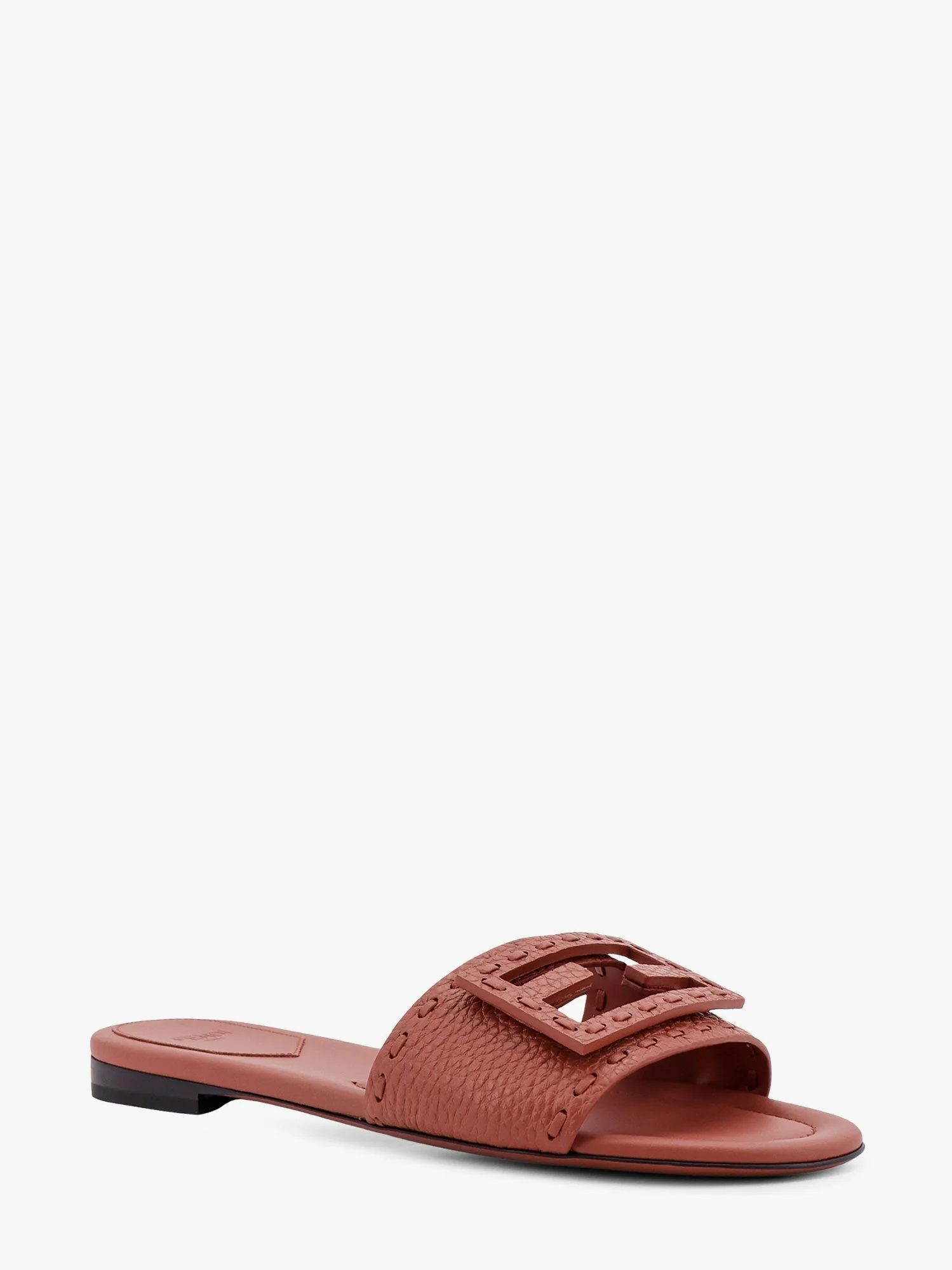 Fendi Baguette Leather Slides With Macro Selleria Topstitches - Image 2