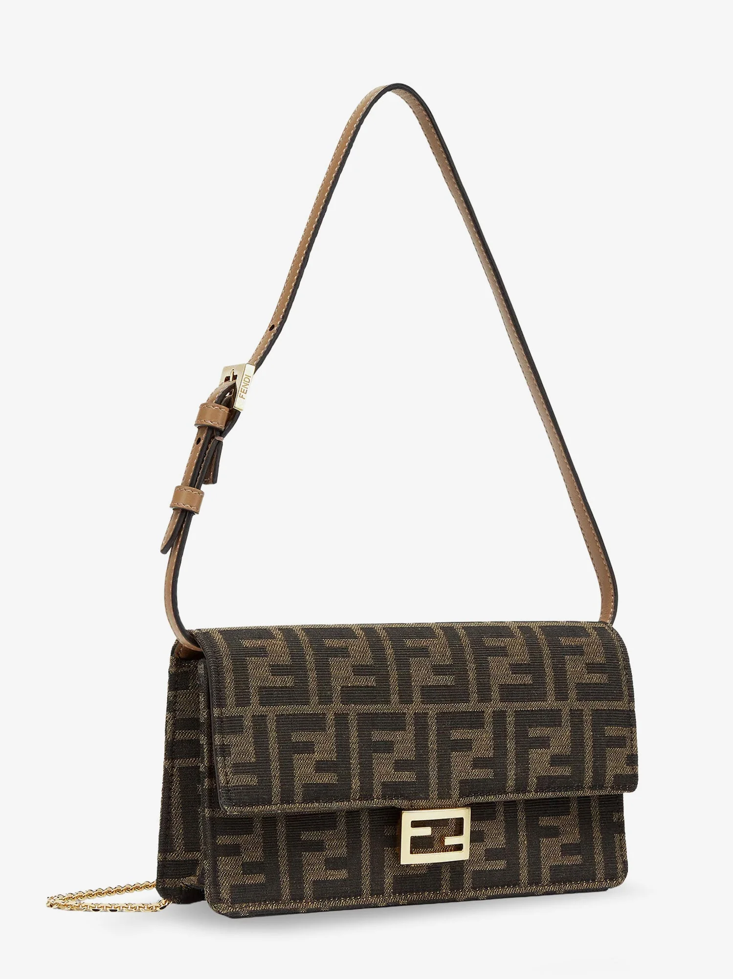Fendi Baguette Wallet On Chain Leather Shoulder Bag With Ff Motif - Image 12