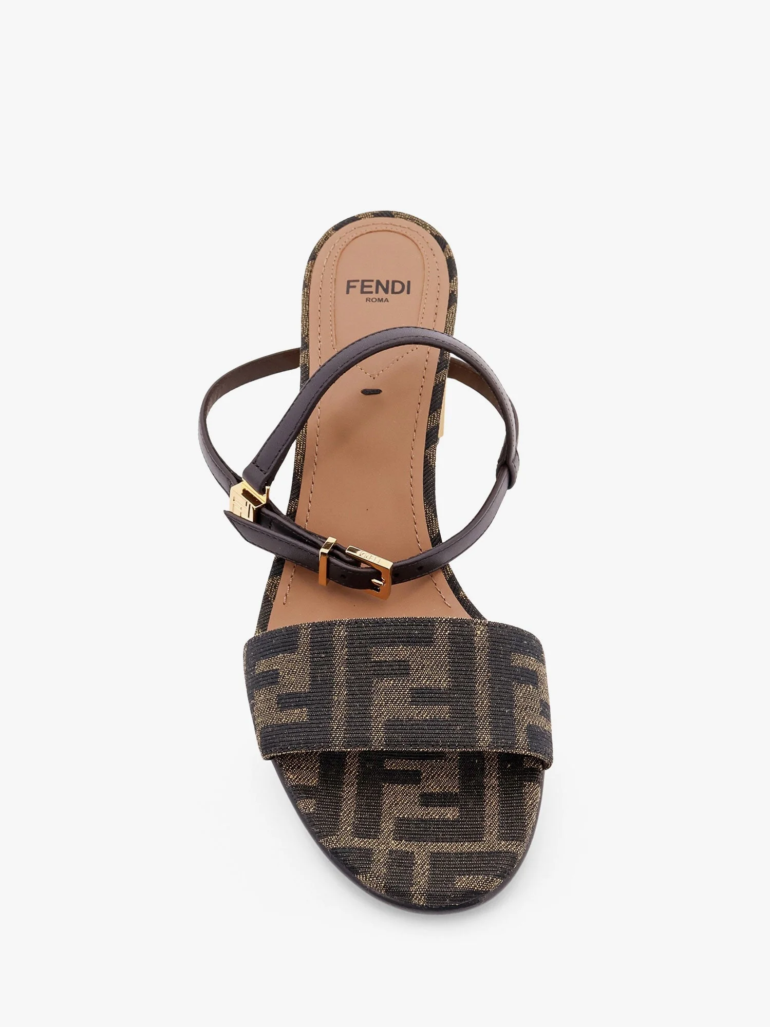Fendi Delfina Ff Brown Jacquard Sandals - Image 5