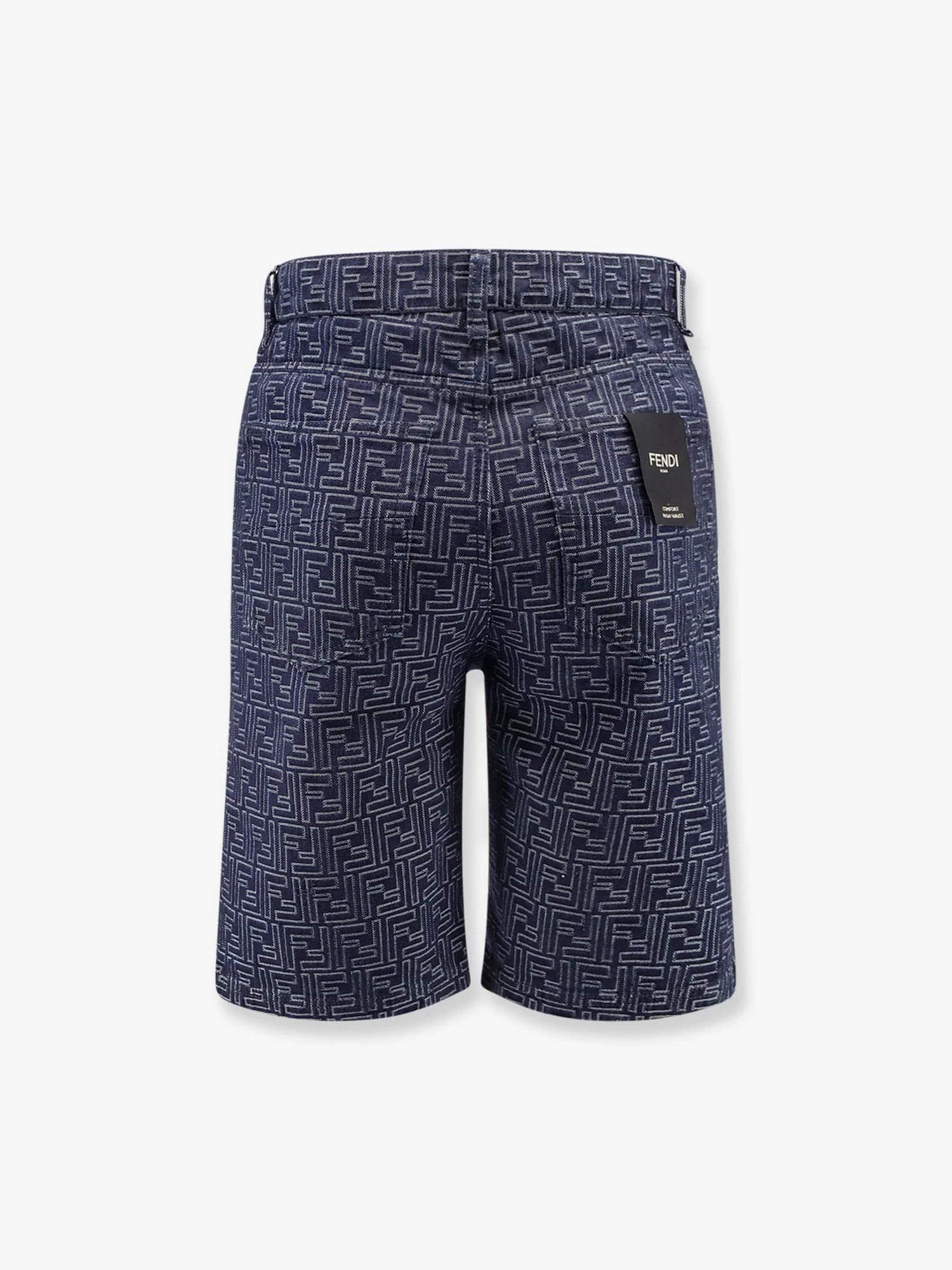 Fendi Denim Bermuda Shorts With All-Over Ff Logo - Image 4