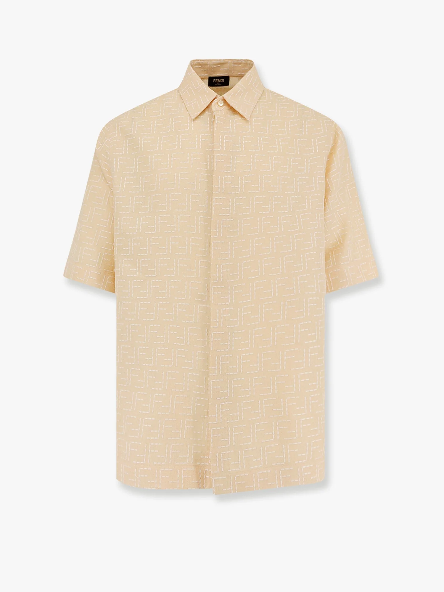 Fendi Jacquard Linen And Cotton Shirt With All-Over Ff Embroidery