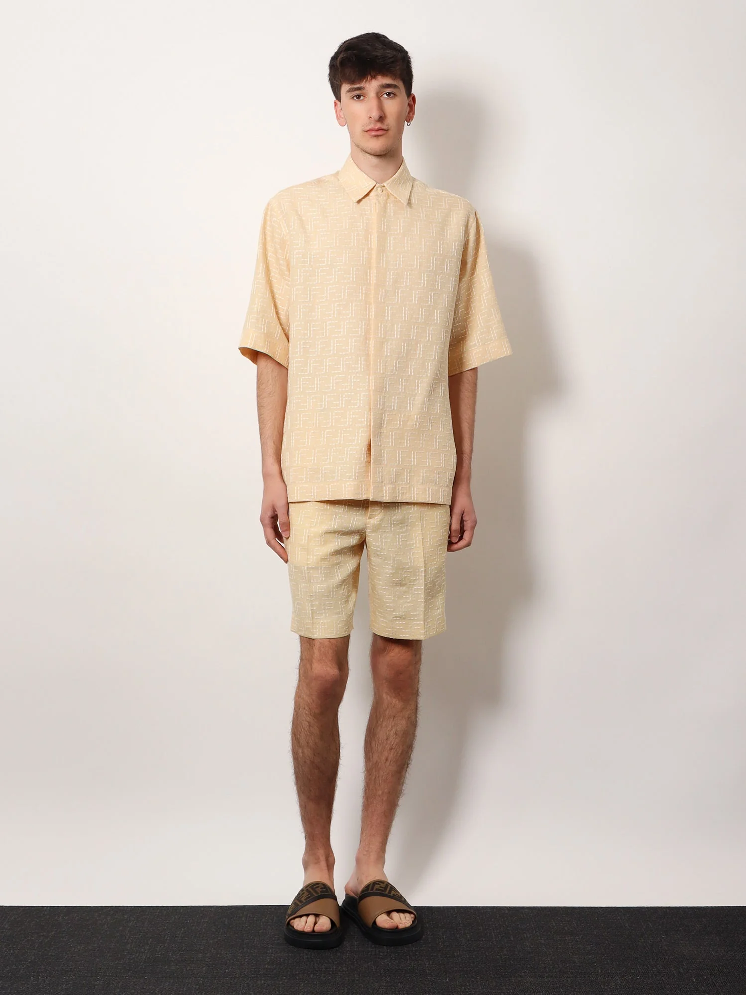 Fendi Jacquard Linen And Cotton Shirt With All-Over Ff Embroidery - Image 2