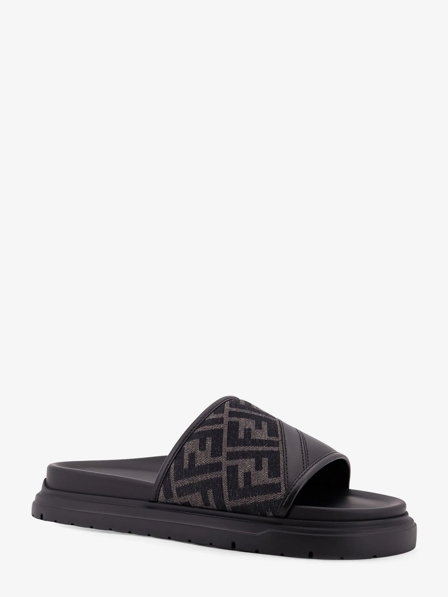 Fendi Low Leather Sandals With Ff Jacquard Insert - Image 2