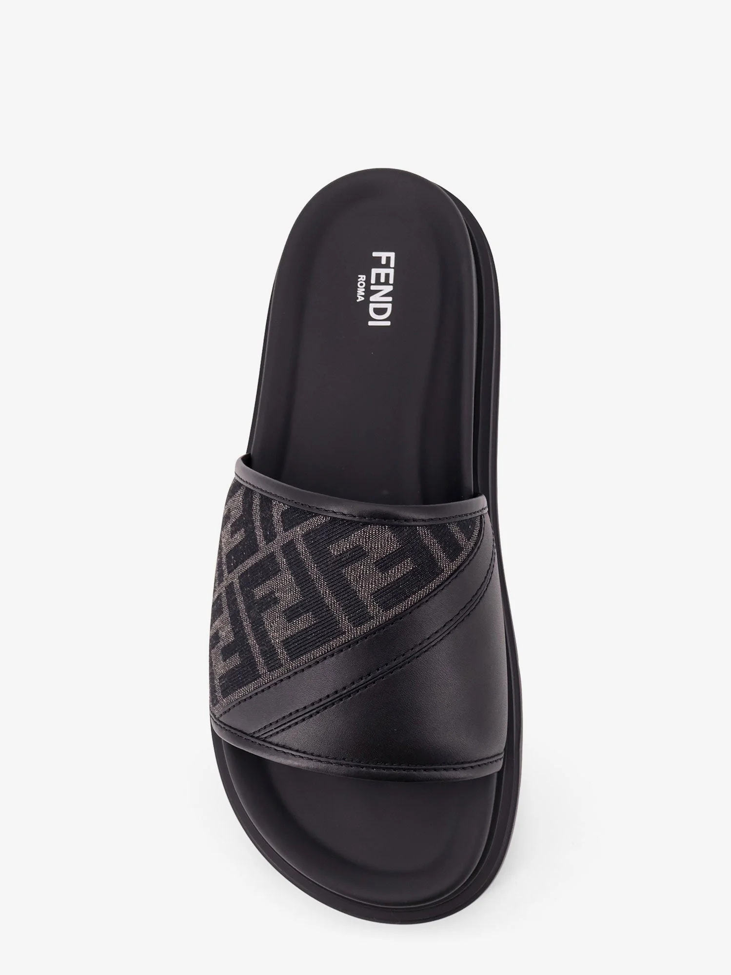 Fendi Low Leather Sandals With Ff Jacquard Insert - Image 5