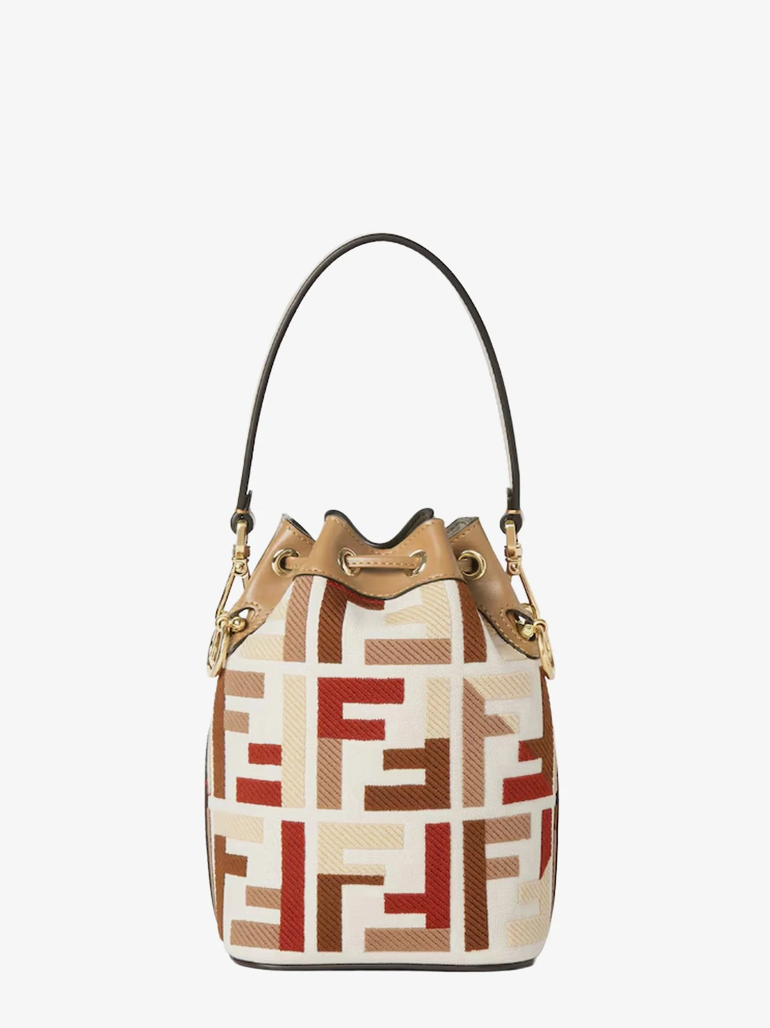Fendi Mini Mon Tresor Ff Jacquard Fabric And Leather Bucket Bag - Image 7