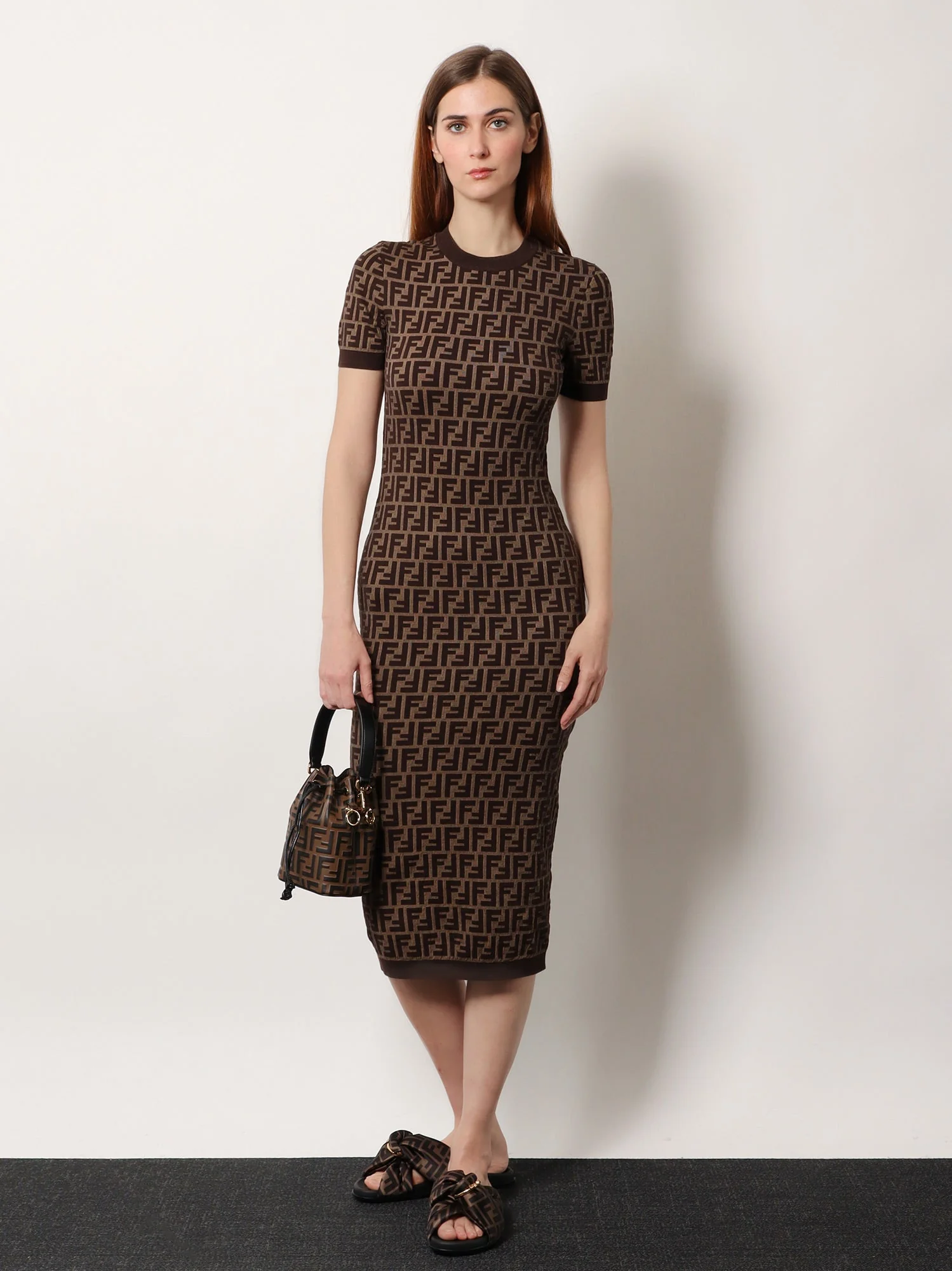 Fendi Mini Mon Tresor Leather Bucket Bag With All-Over Ff Motif - Image 2
