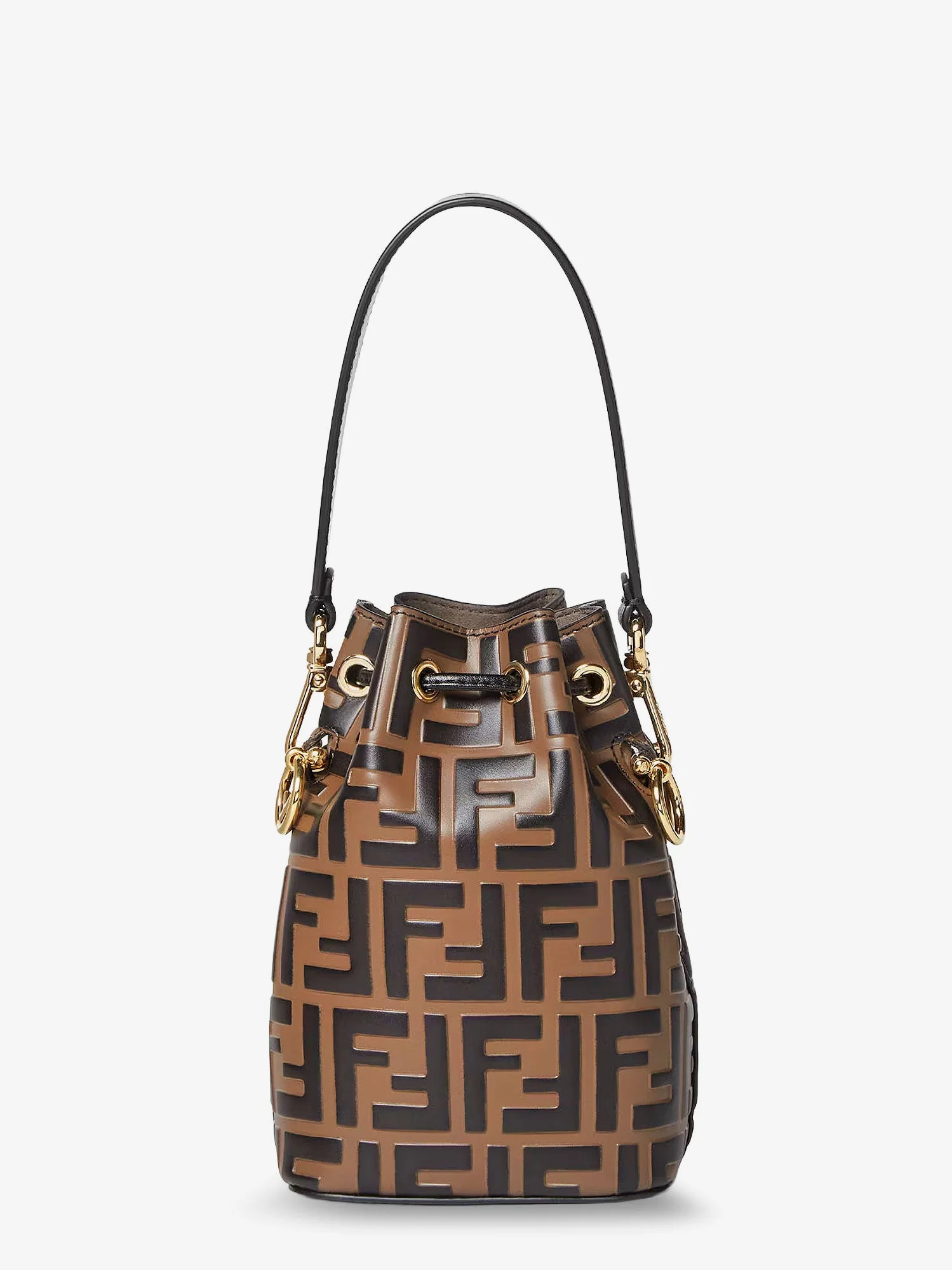 Fendi Mini Mon Tresor Leather Bucket Bag With All-Over Ff Motif - Image 3