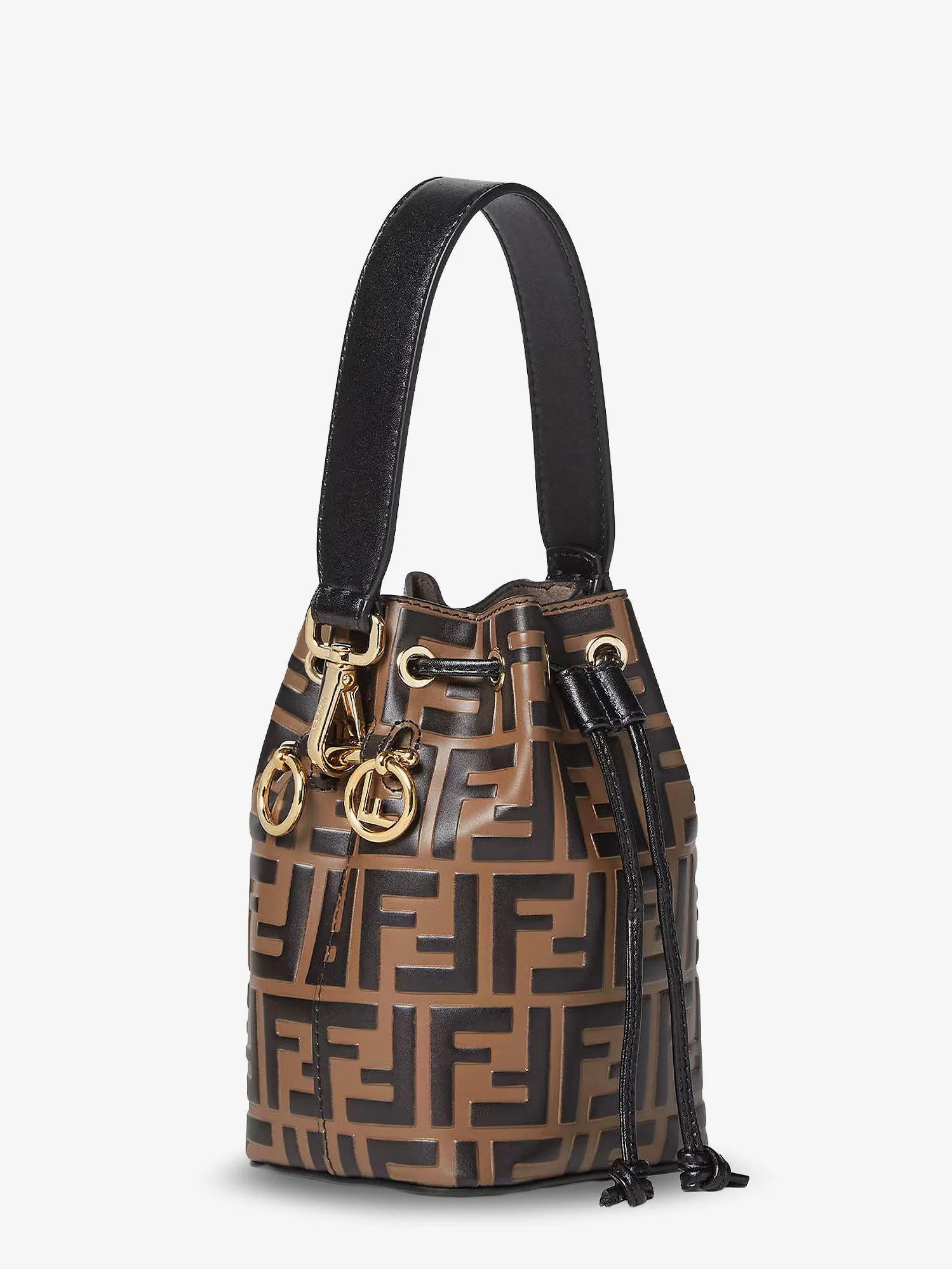 Fendi Mini Mon Tresor Leather Bucket Bag With All-Over Ff Motif - Image 4