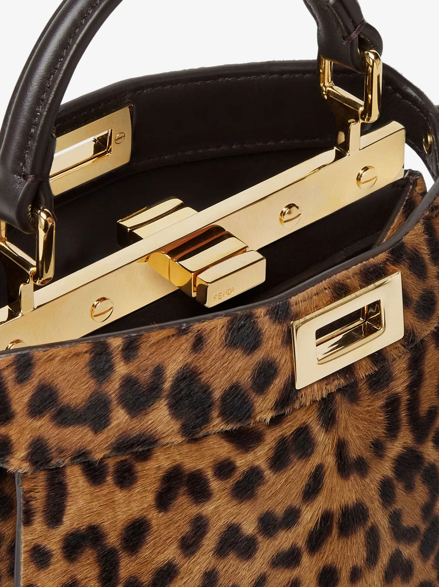 Fendi Peekaboo Iseeu Petite Leather Shoulder Bag With Fendi Leo Print - Image 5