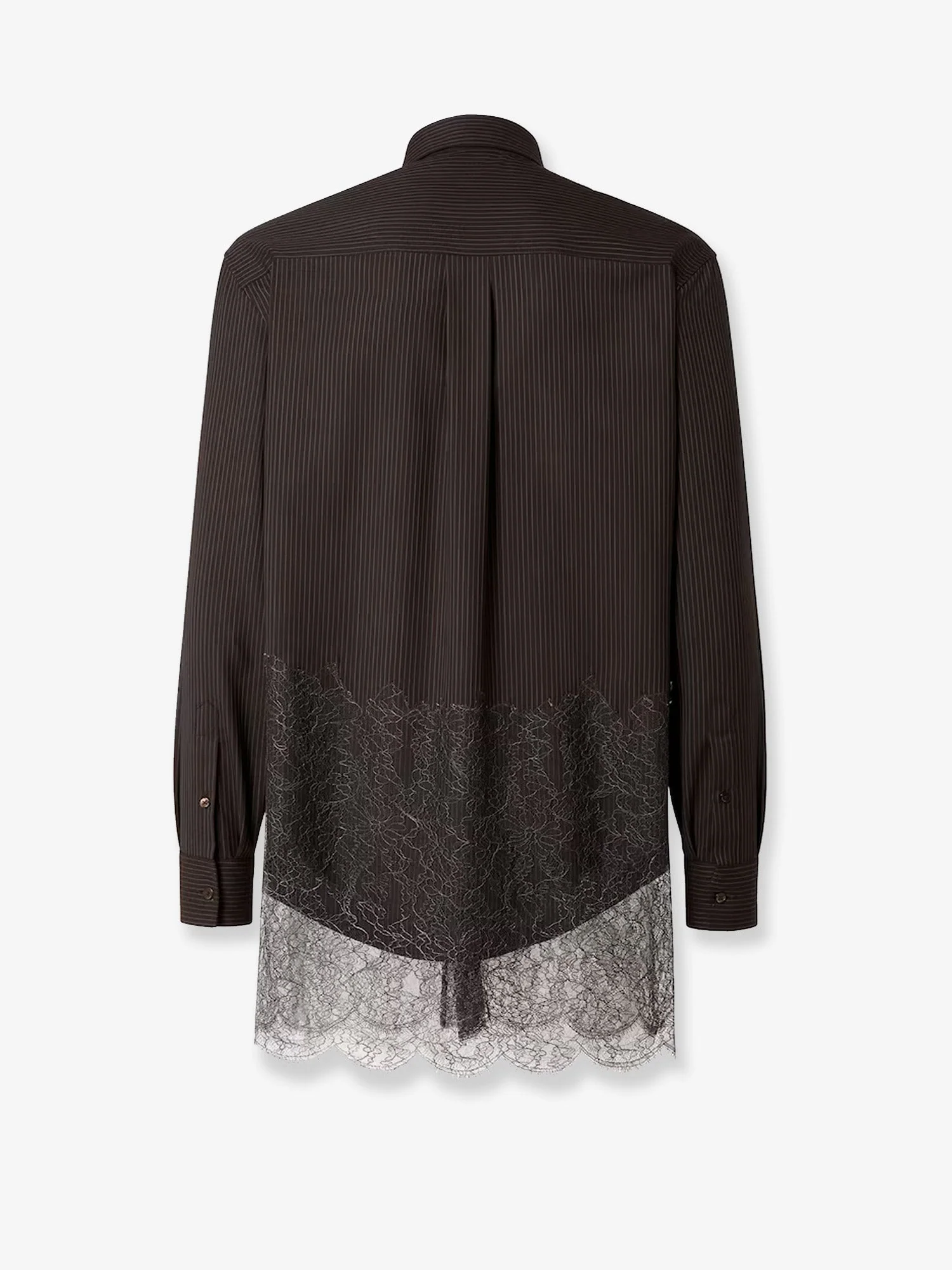 Fendi Pinstriped Wool Shirt With Lace Insert - Image 4
